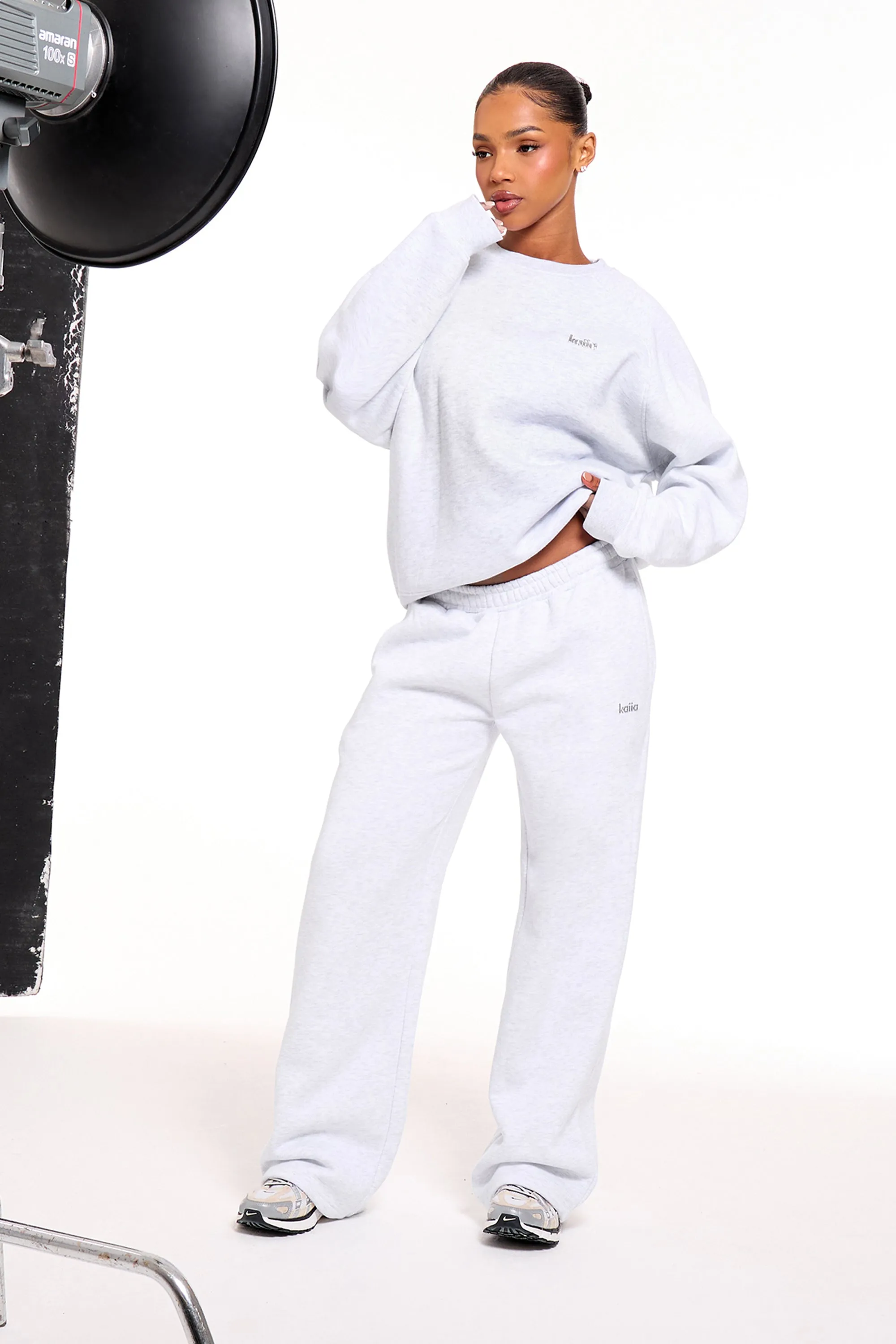 Kaiia Chrome Logo Oversized Sweatshirt Grey Melange sold by Kaiia the label product image thumbnail 2