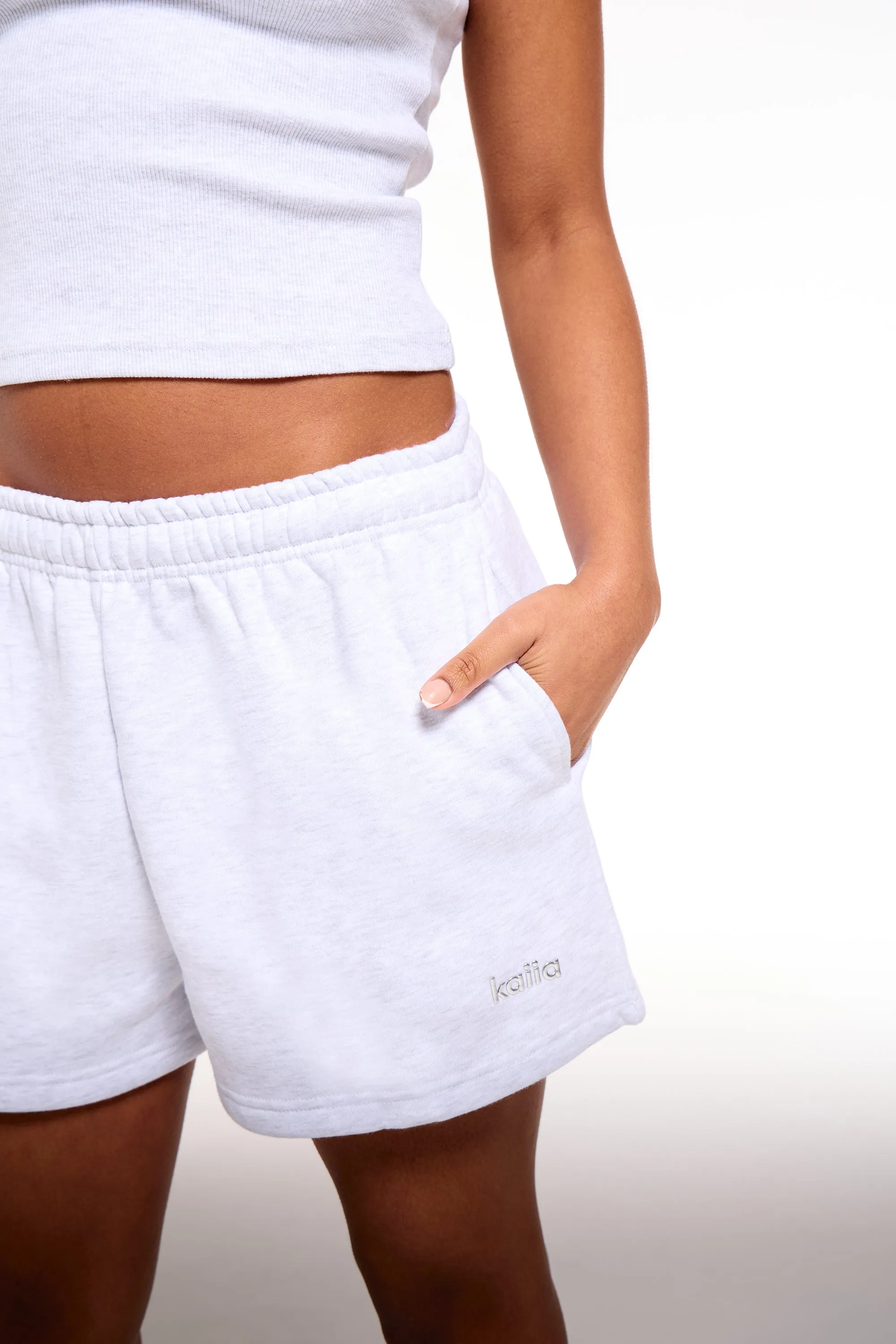 Kaiia Chrome Logo Mini Shorts Grey Melange sold by Kaiia the label product image thumbnail 2