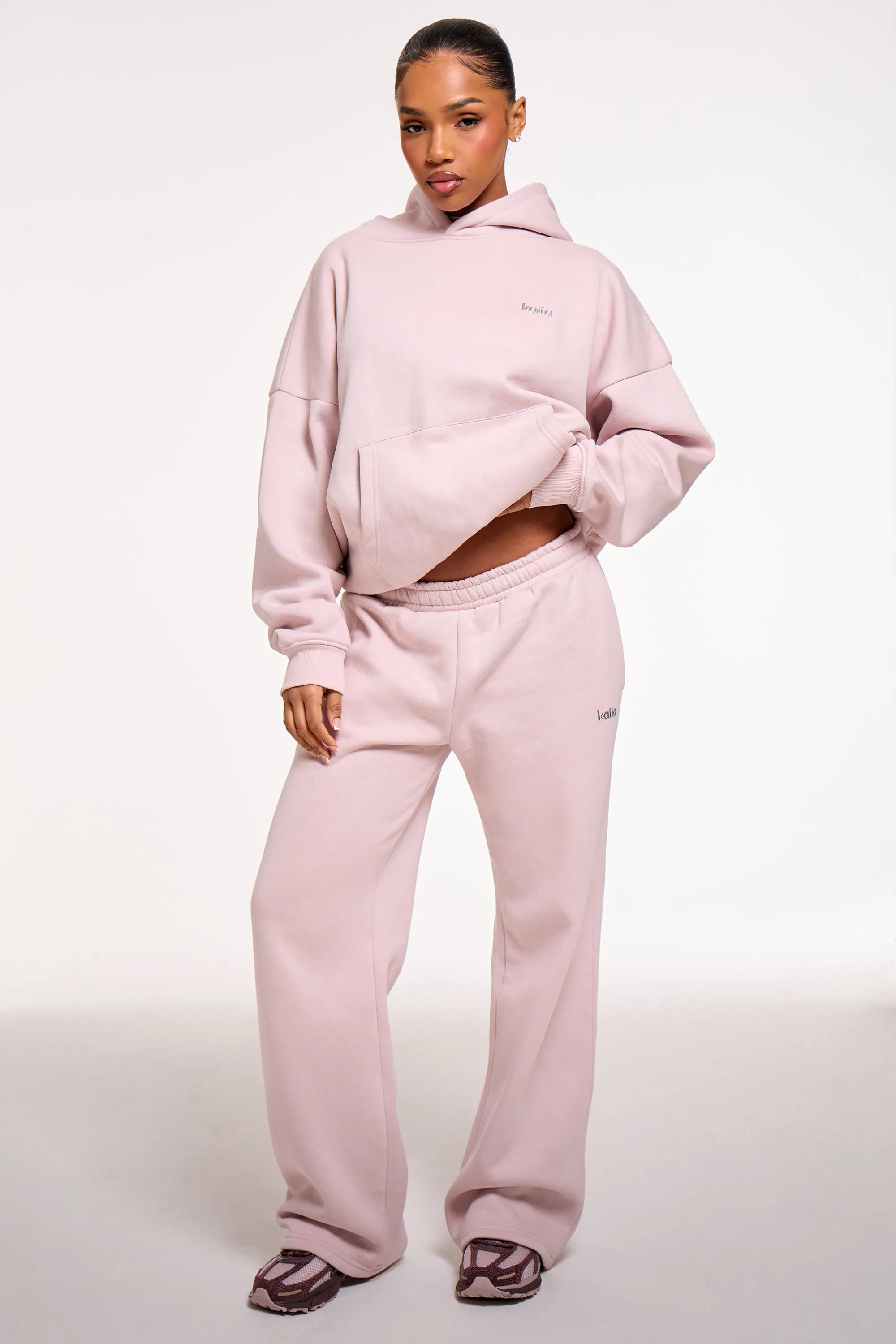 Kaiia Chrome Logo Oversized Hoodie Pale Dusty Lilac sold by Kaiia the label product image thumbnail 3