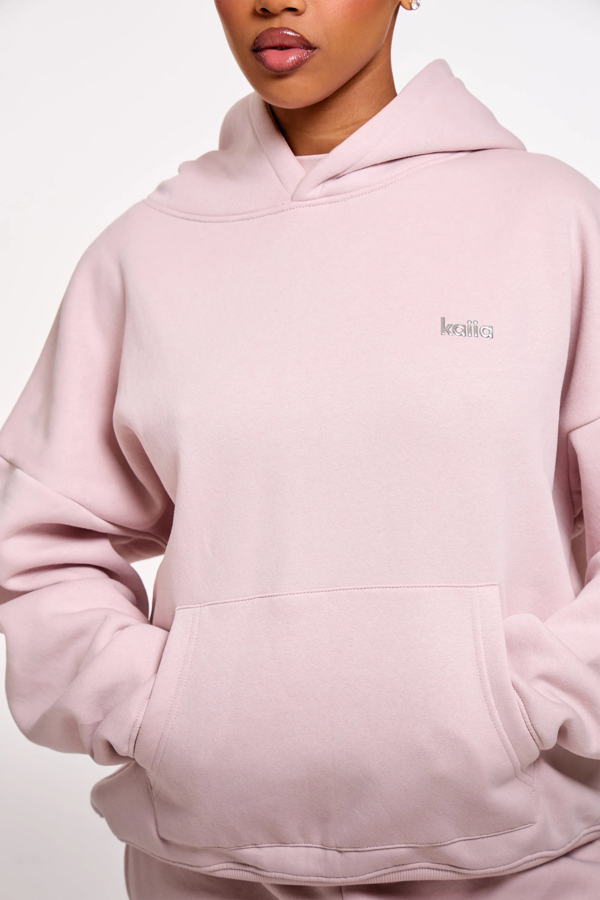 Kaiia Chrome Logo Oversized Hoodie Pale Dusty Lilac sold by Kaiia the label product image thumbnail 2