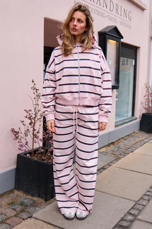 Kaiia Striped Wide Leg Joggers Pink & Chocolate made by Kaiia the label