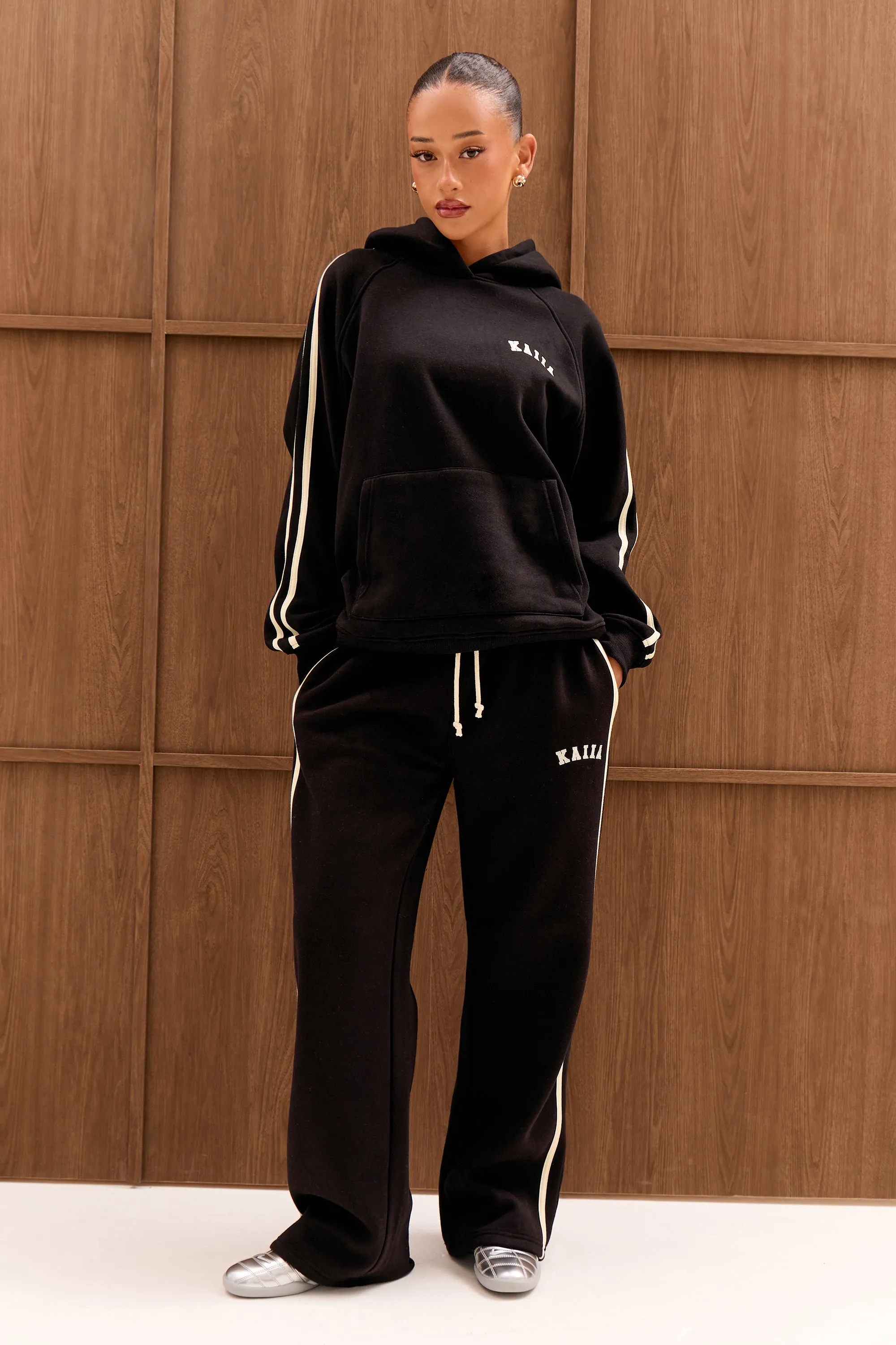 Kaiia Sport Side Stripe Oversized Hoodie Black & Cream sold by Kaiia the label product image thumbnail 3