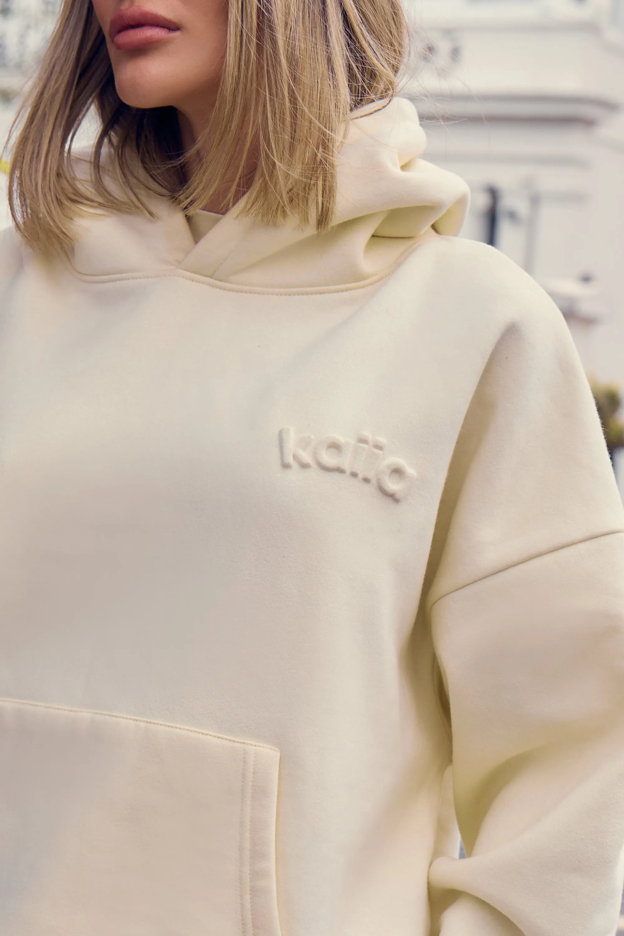Kaiia Embossed Logo Oversized Hoodie Lemon sold by Kaiia the label product image thumbnail 2