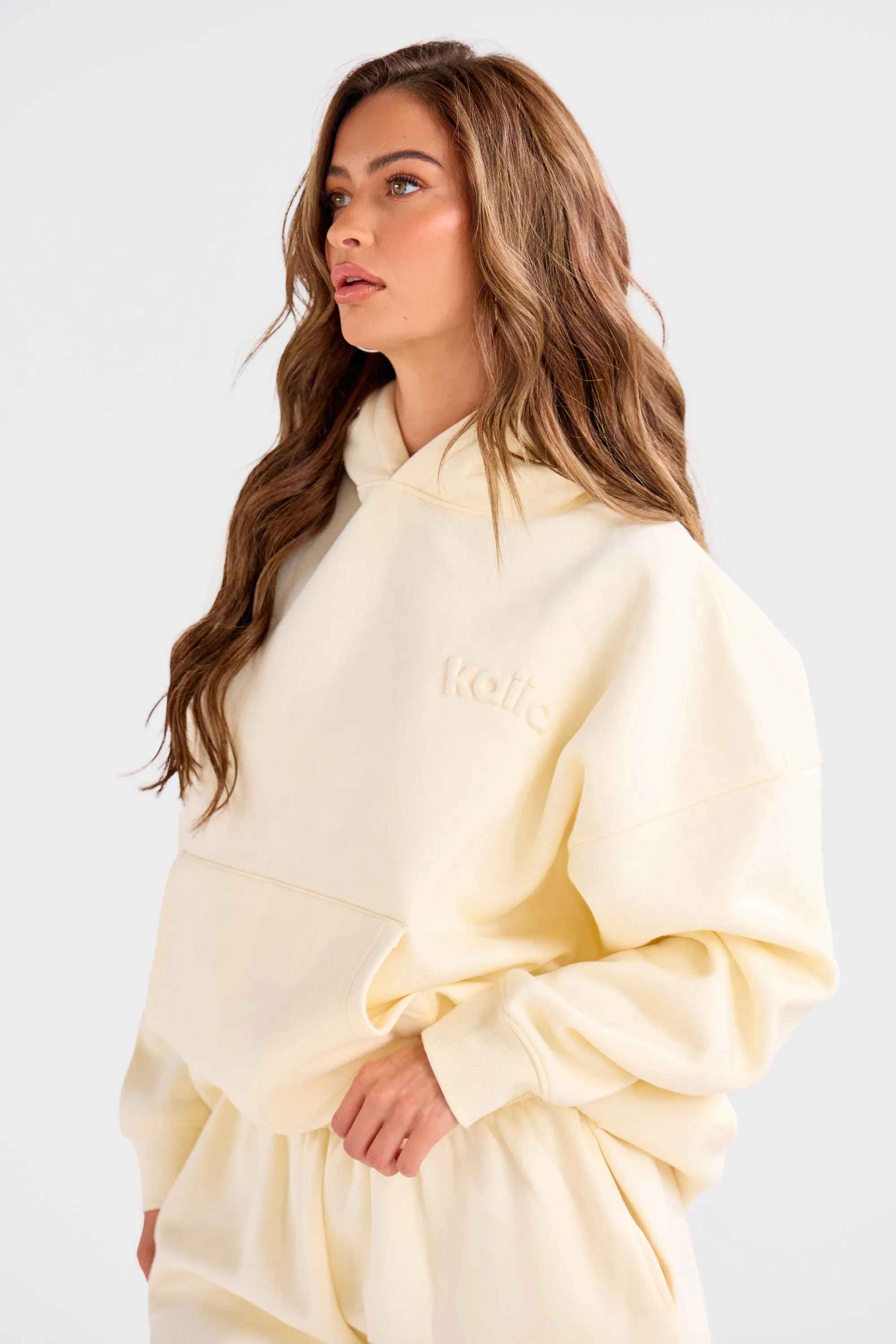 Kaiia Embossed Logo Oversized Hoodie Lemon sold by Kaiia the label product image thumbnail 5