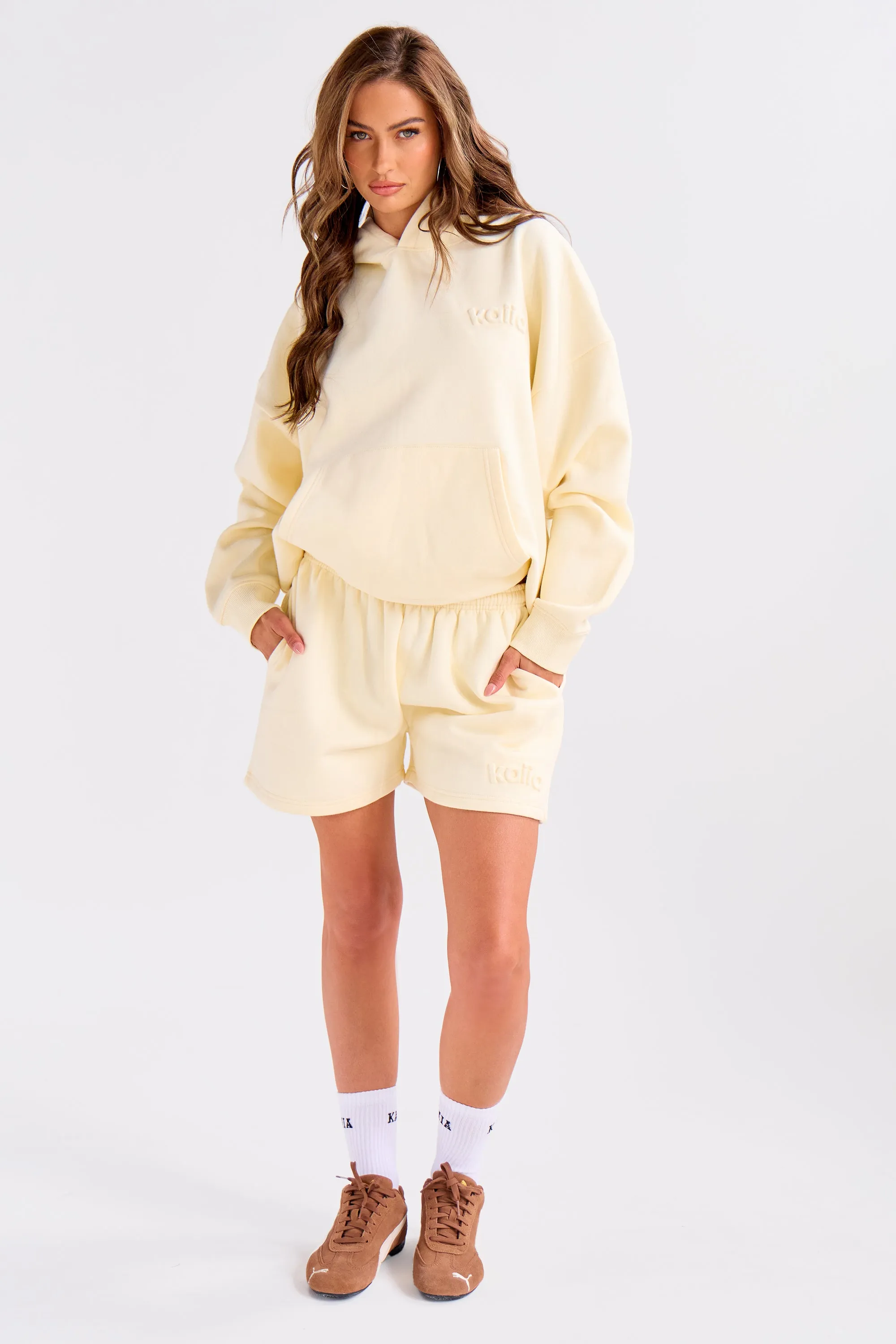 Kaiia Embossed Logo Oversized Hoodie Lemon sold by Kaiia the label product image thumbnail 4
