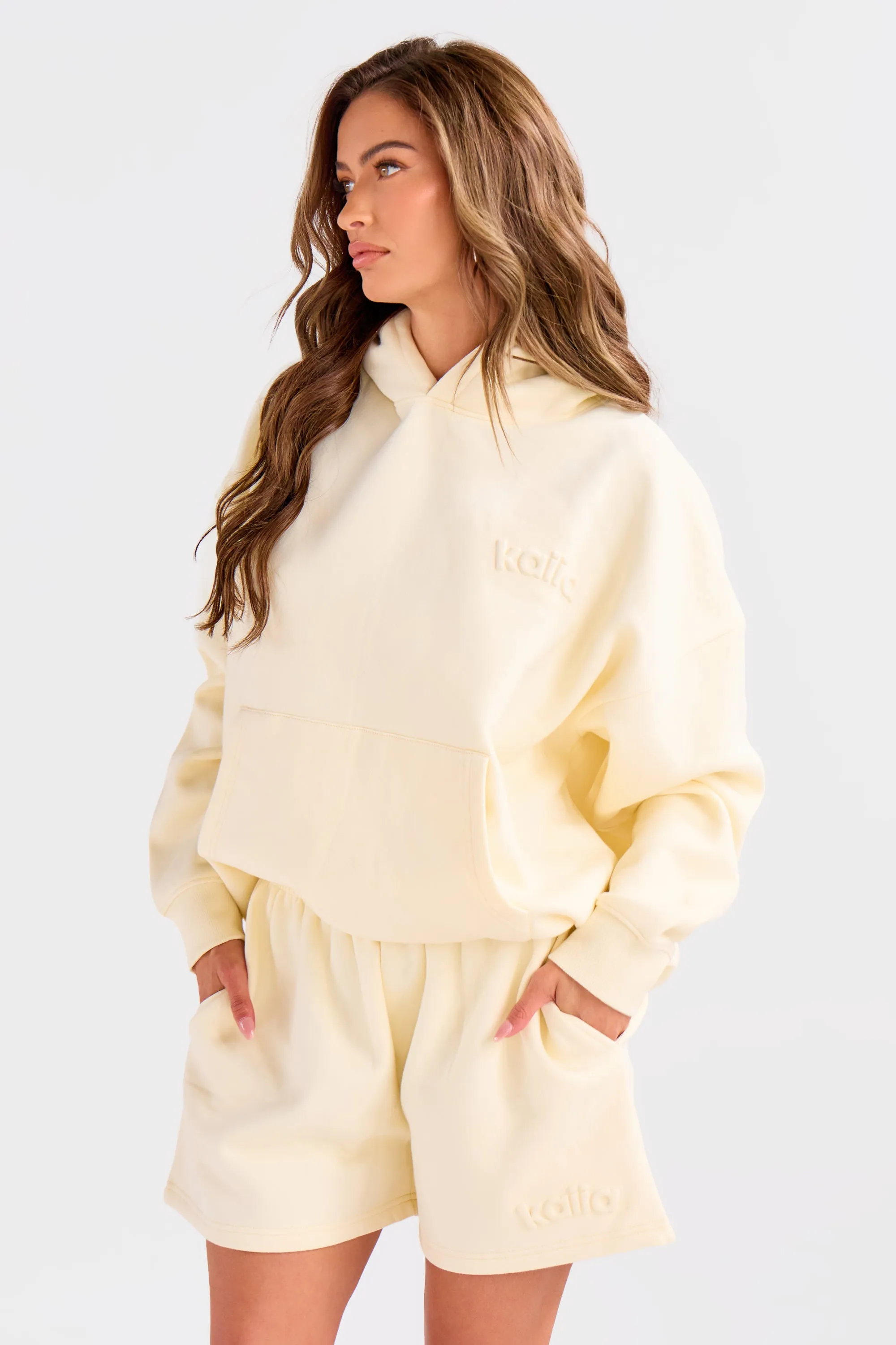 Kaiia Embossed Logo Oversized Hoodie Lemon sold by Kaiia the label product image thumbnail 3