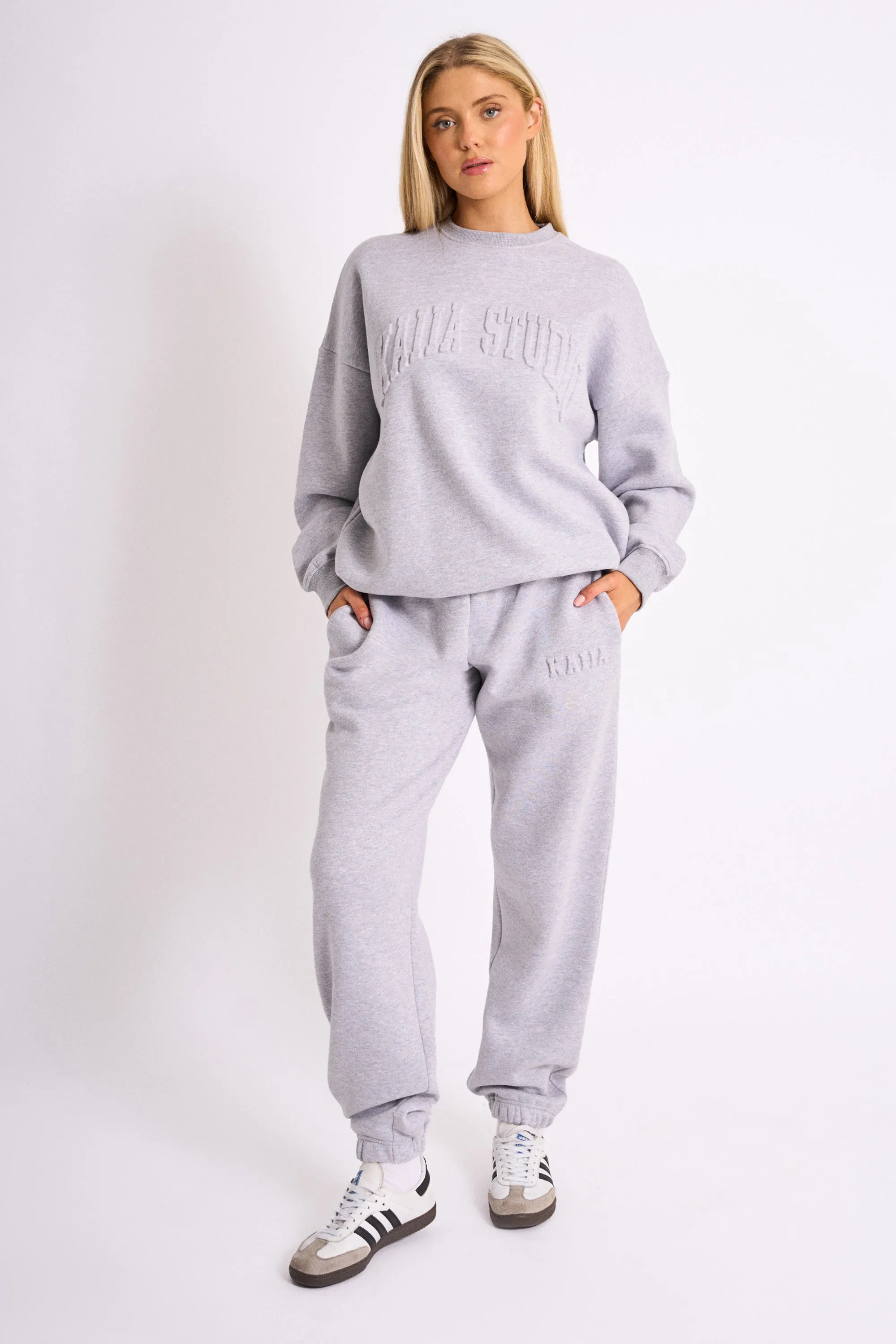 Kaiia Studio Embossed Logo Oversized Sweatshirt Grey Marl sold by Kaiia the label product image thumbnail 4