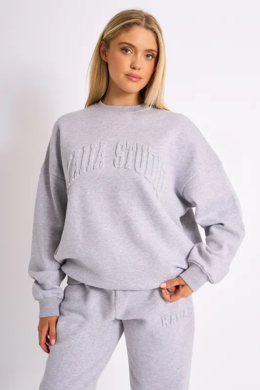 Kaiia Studio Embossed Logo Oversized Sweatshirt Grey Marl made by Kaiia the label