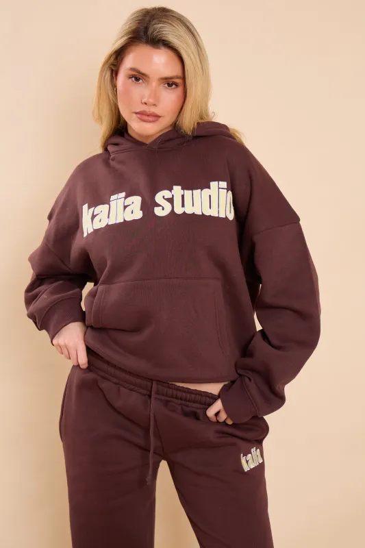 Kaiia Bubble Studio Oversized Hoodie Espresso made by Kaiia the label