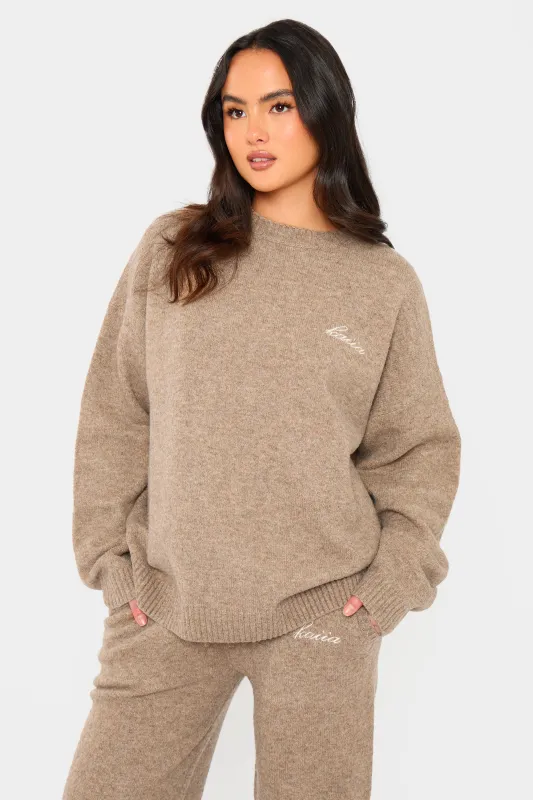 Kaiia Knit Oversized Sweatshirt Taupe Marl made by Kaiia the label