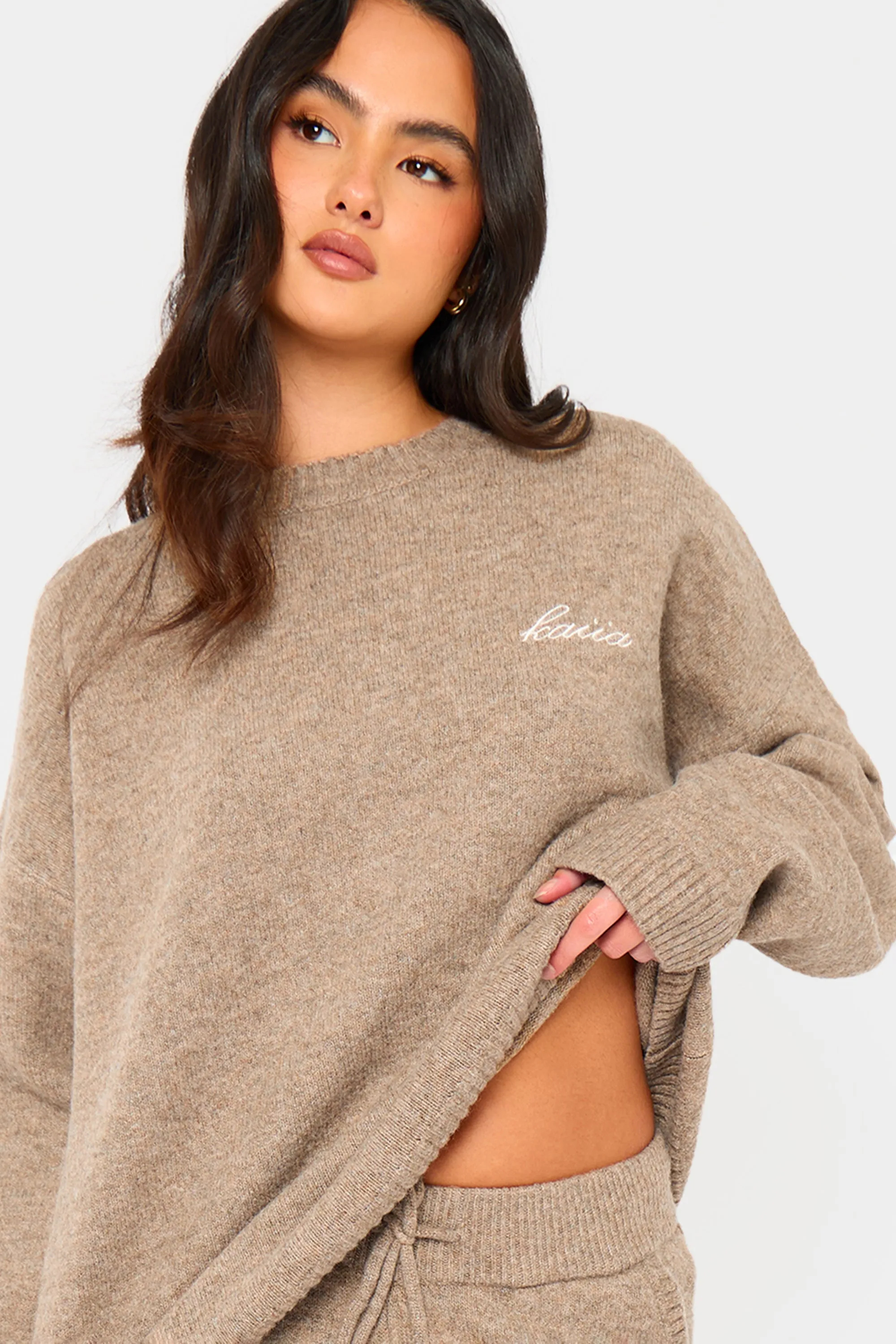 Kaiia Knit Oversized Sweatshirt Taupe Marl sold by Kaiia the label product image thumbnail 2