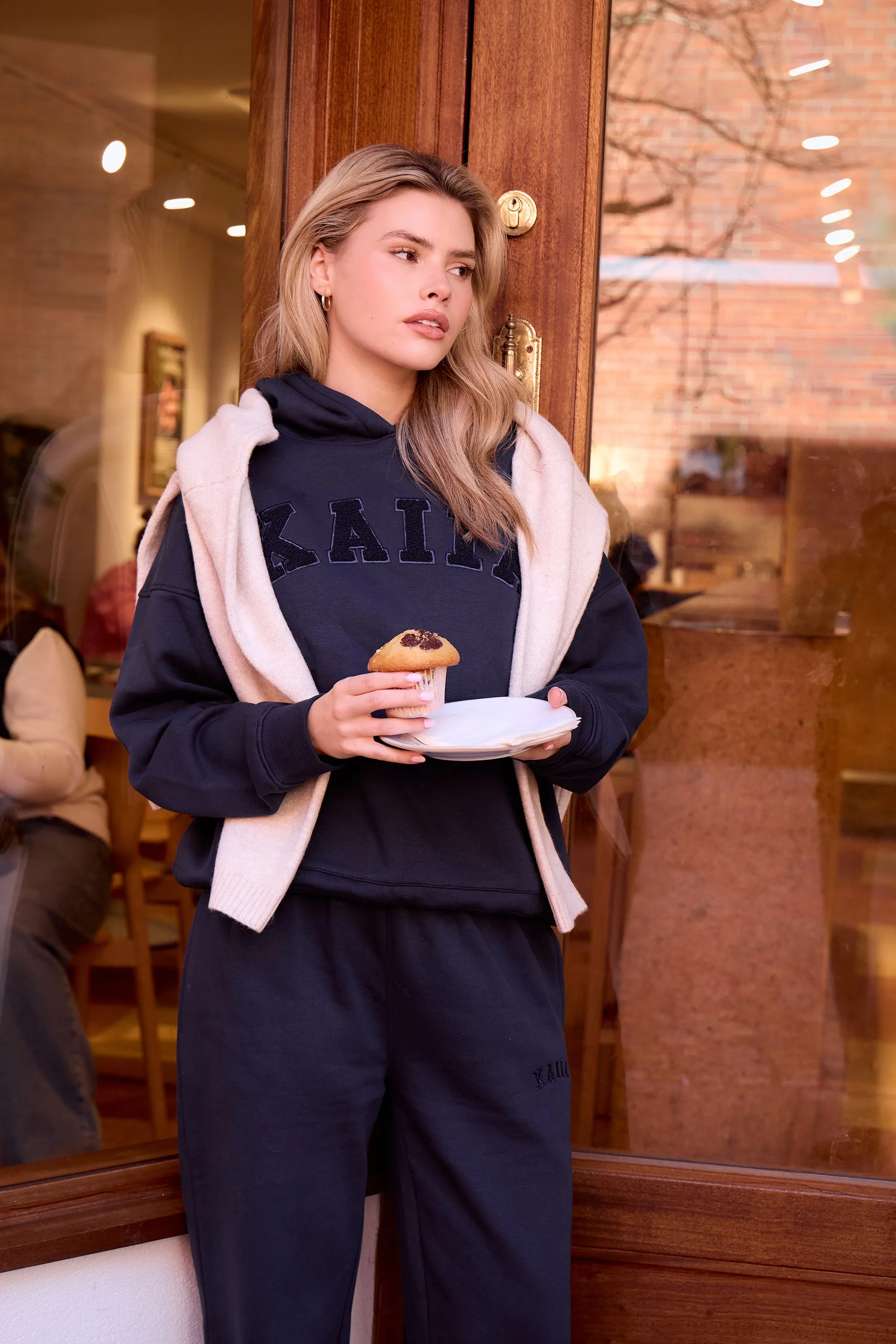 Kaiia Slogan Oversized Hoodie Navy sold by Kaiia the label