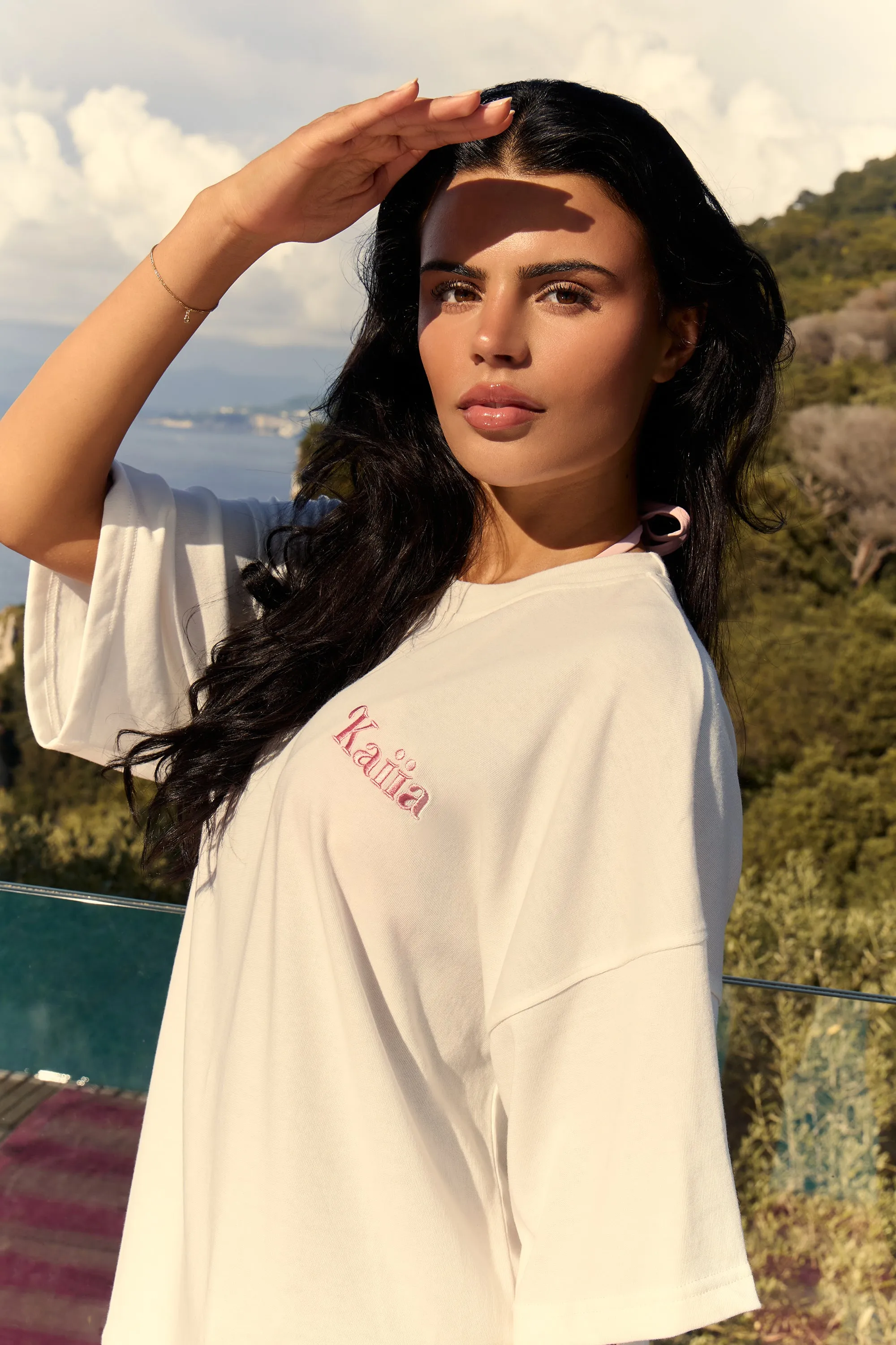 Kaiia Amalfi Back Graphic Oversized T-Shirt White sold by Kaiia the label product image thumbnail 2