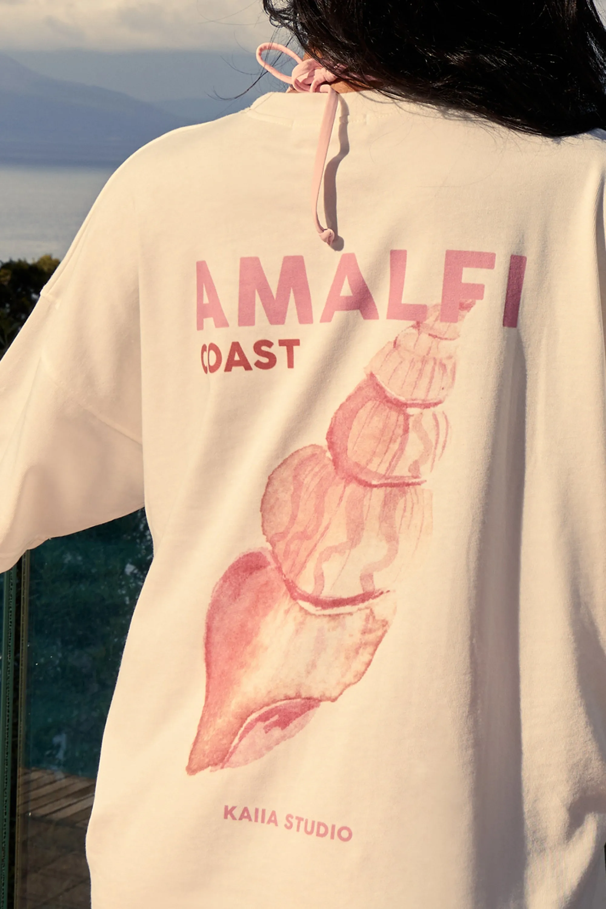 Kaiia Amalfi Back Graphic Oversized T-Shirt White sold by Kaiia the label product image thumbnail 4