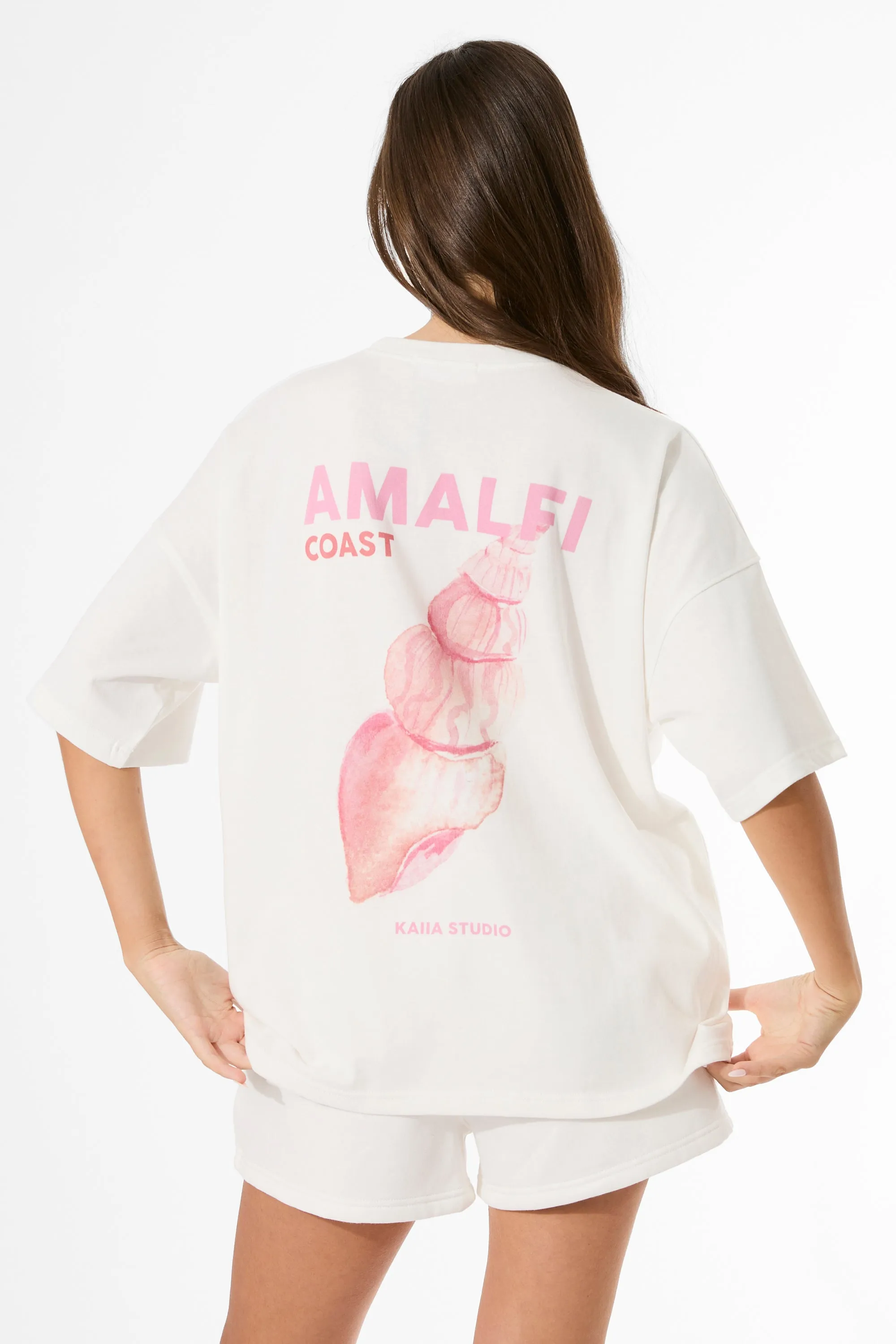 Kaiia Amalfi Back Graphic Oversized T-Shirt White sold by Kaiia the label product image thumbnail 5