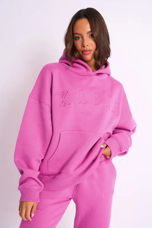 Kaiia Slogan Oversized Hoodie Bubblegum Pink made by Kaiia the label
