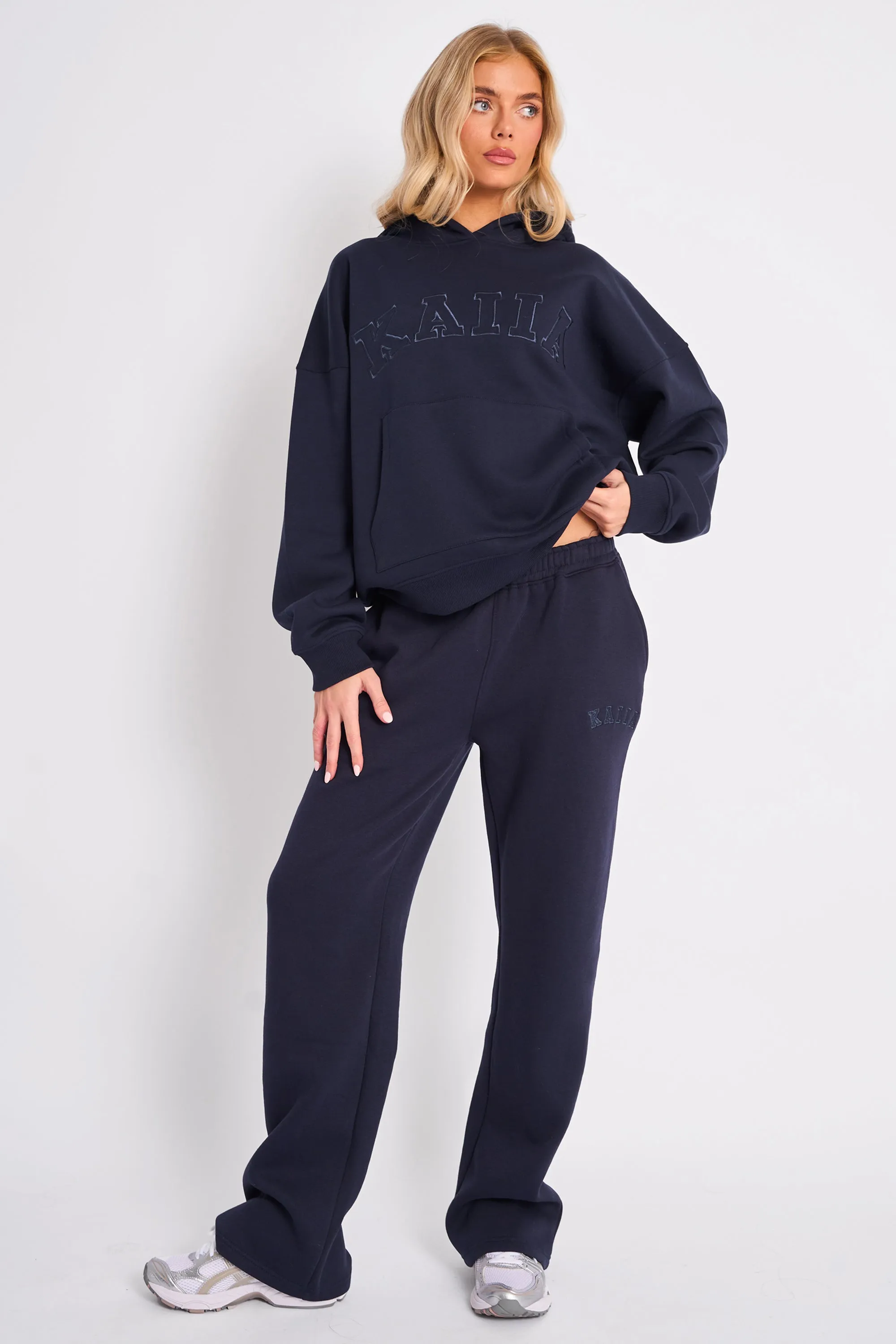 Kaiia Logo Wide Leg Sweat Pants Navy sold by Kaiia the label product image thumbnail 5
