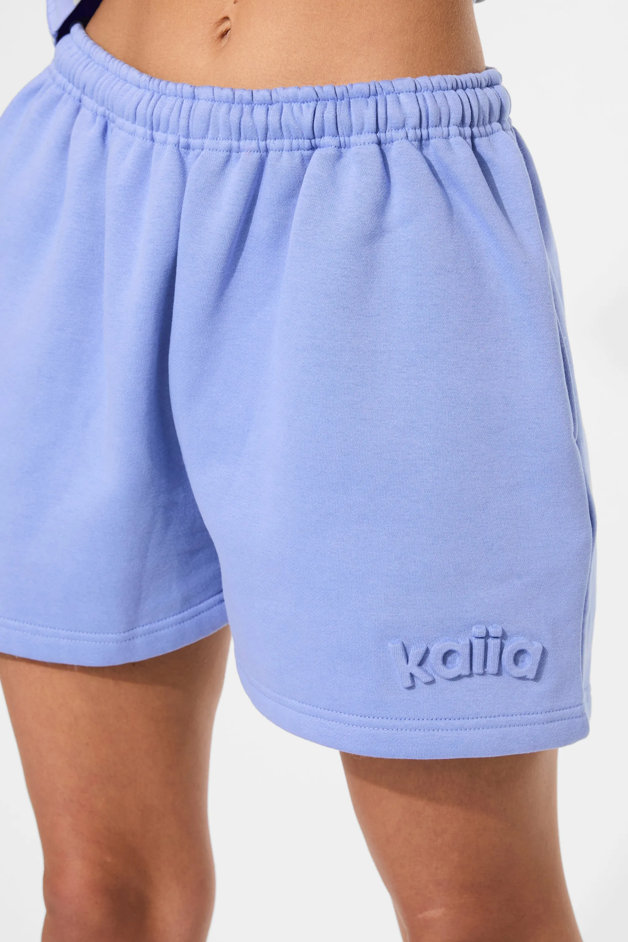 Kaiia Embossed Logo Sweat Shorts Cornflower Blue sold by Kaiia the label product image thumbnail 3
