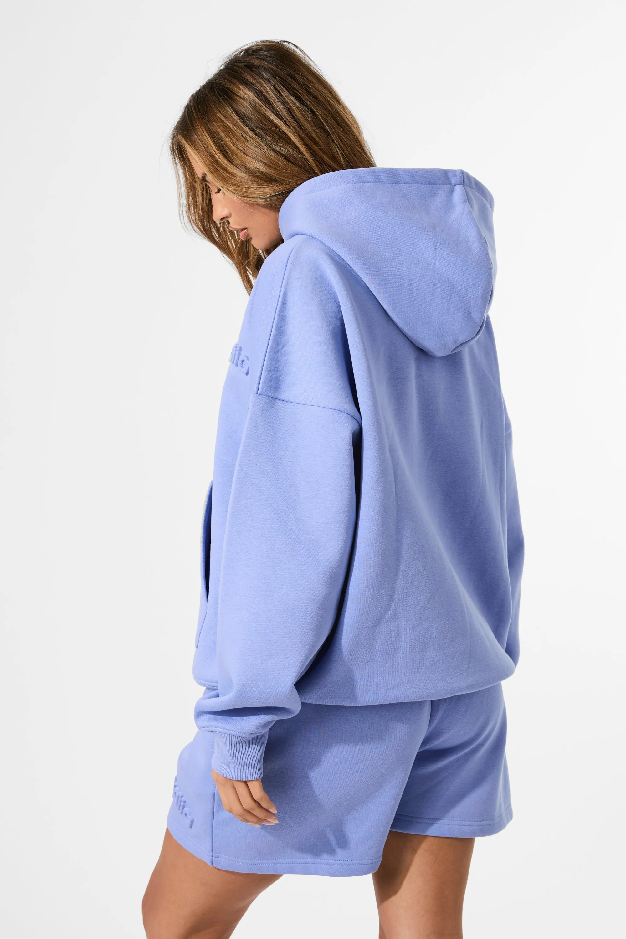 Kaiia Embossed Logo Oversized Hoodie Cornflower Blue sold by Kaiia the label product image thumbnail 4