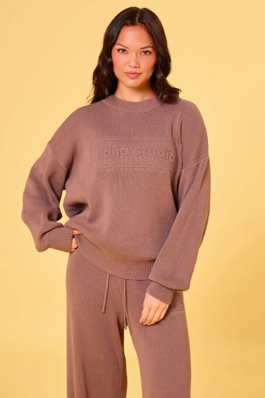 Kaiia Embossed Premium Knit Oversized Sweatshirt Mocha made by Kaiia the label