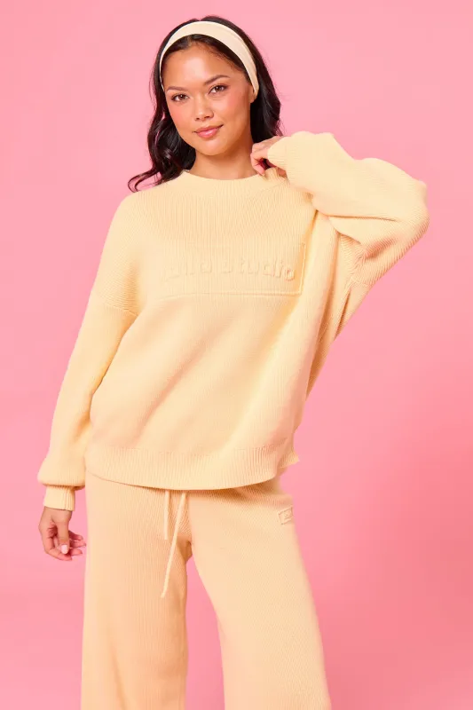 Kaiia Embossed Premium Knit Oversized Sweatshirt Soft Yellow made by Kaiia the label