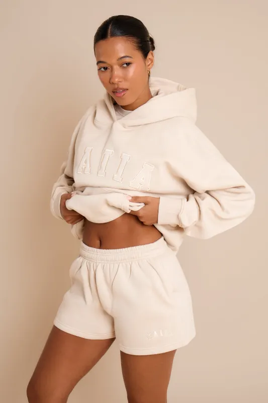 Kaiia Slogan Mini Shorts Chalk made by Kaiia the label