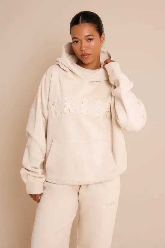 Kaiia Slogan Oversized Hoodie Chalk made by Kaiia the label