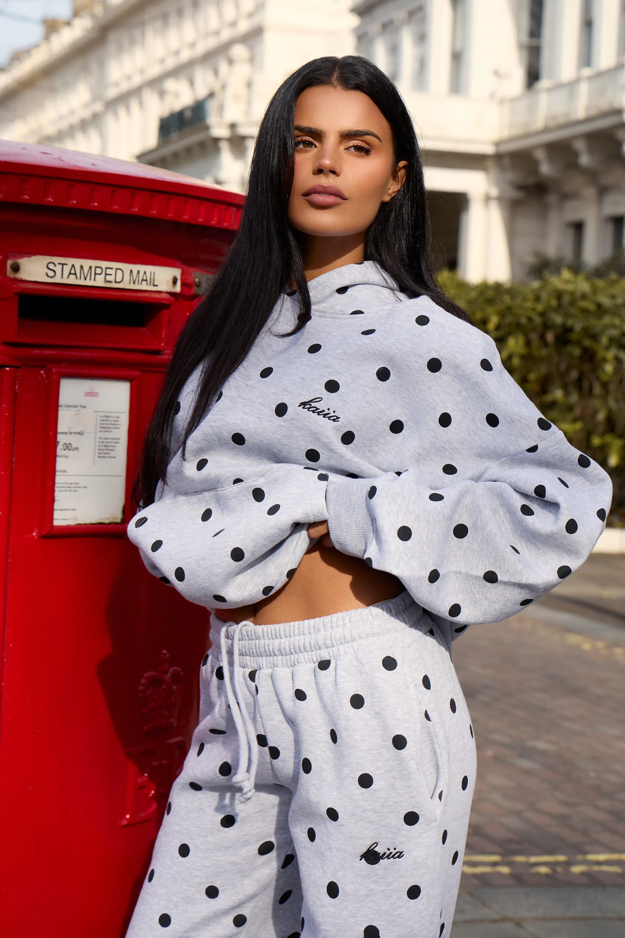 Kaiia Polka Dot Oversized Hoodie Grey Marl & Black sold by Kaiia the label