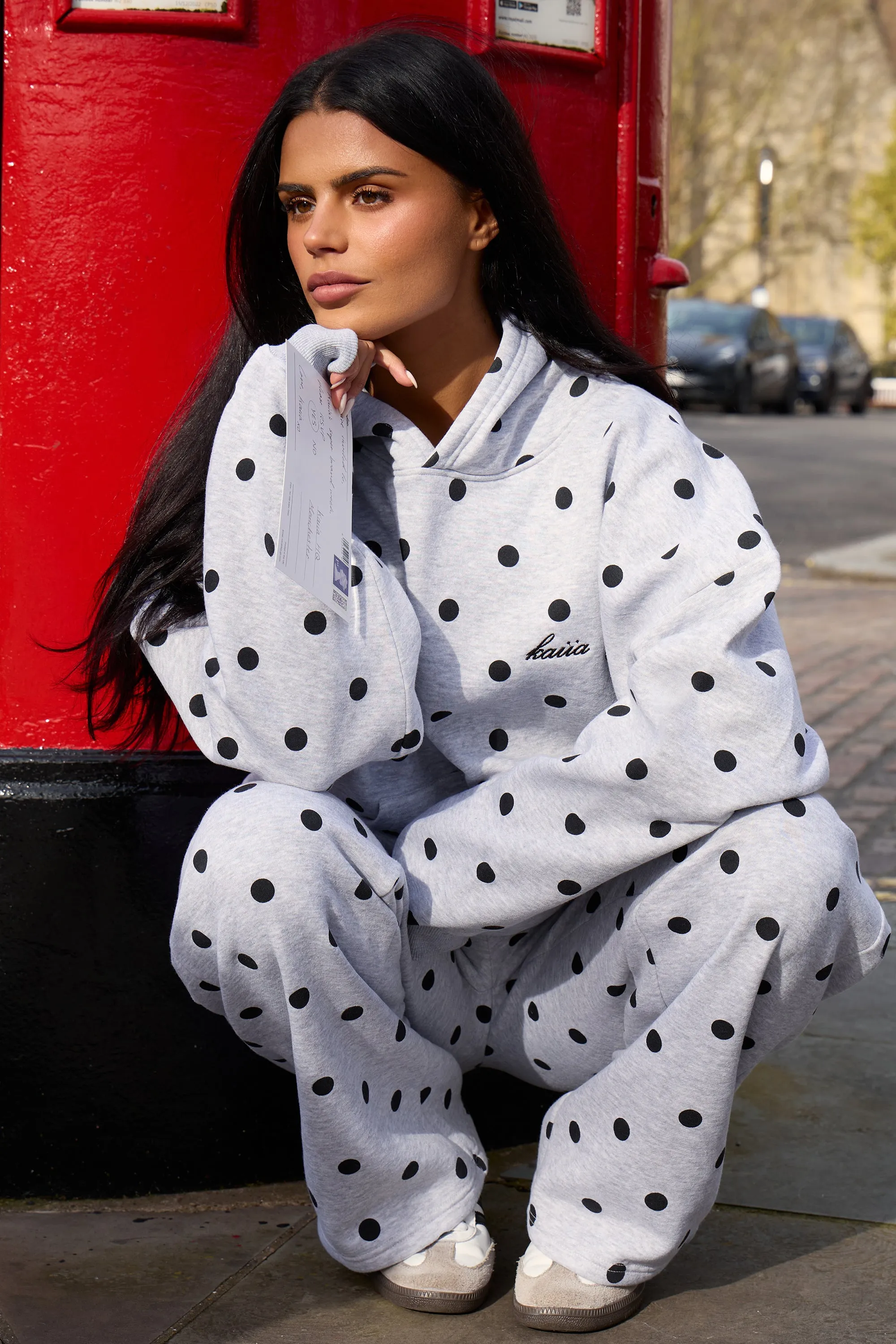 Kaiia Polka Dot Oversized Hoodie Grey Marl & Black sold by Kaiia the label product image thumbnail 2
