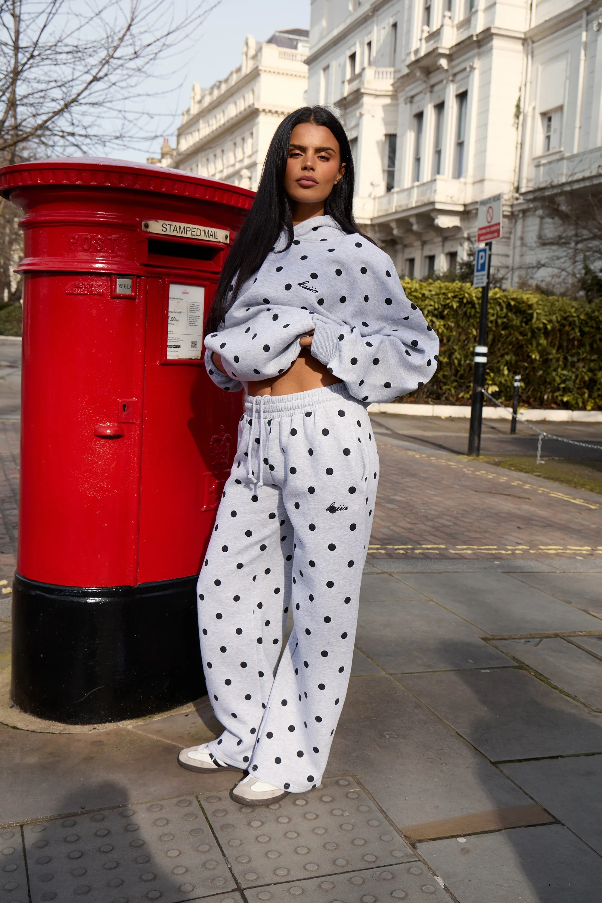 Kaiia Polka Dot Oversized Hoodie Grey Marl & Black sold by Kaiia the label product image thumbnail 3
