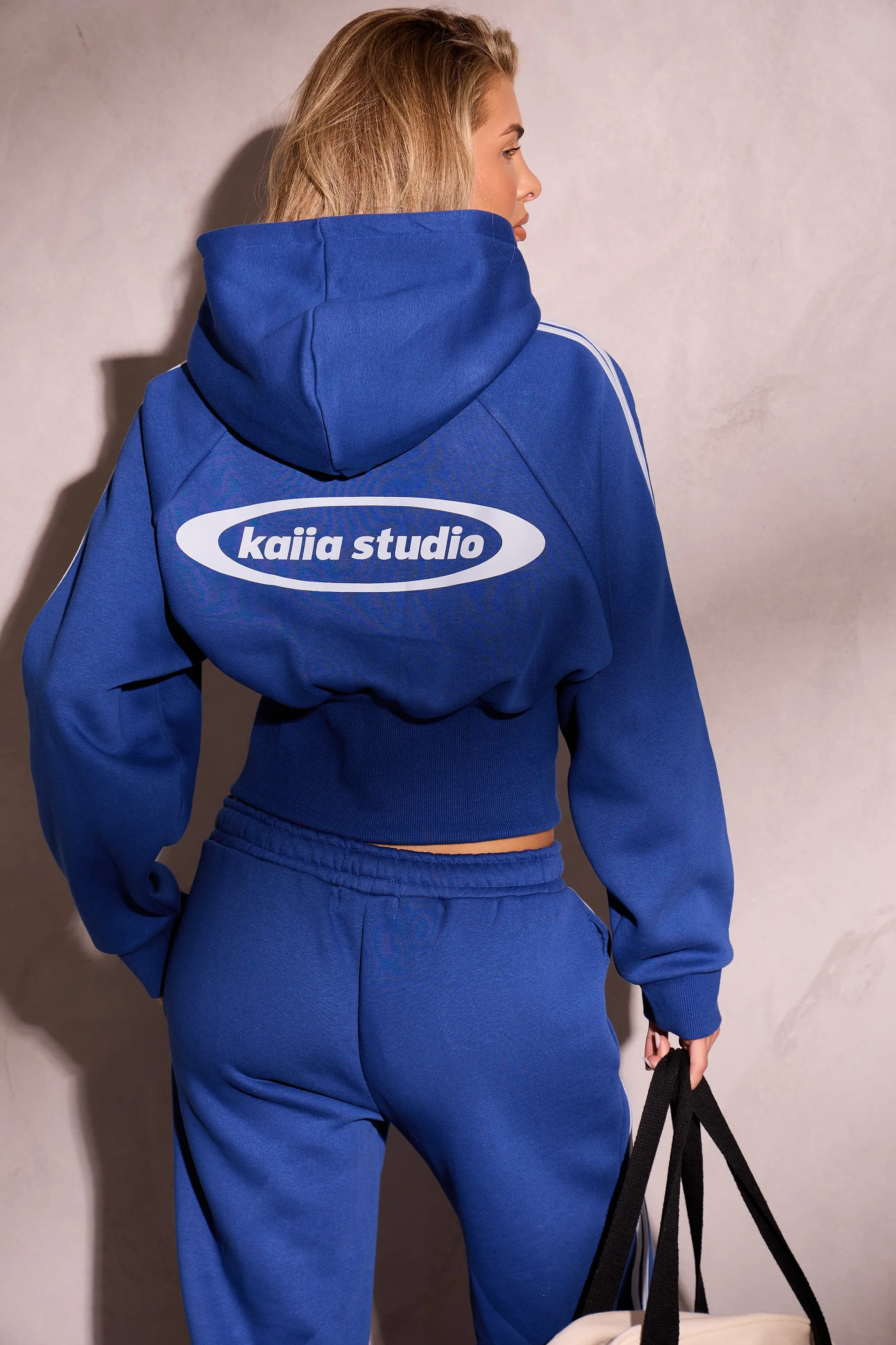 Kaiia Oval Logo Corset Zip Through Hoodie Victory Blue & Dusty Blue sold by Kaiia the label product image thumbnail 2