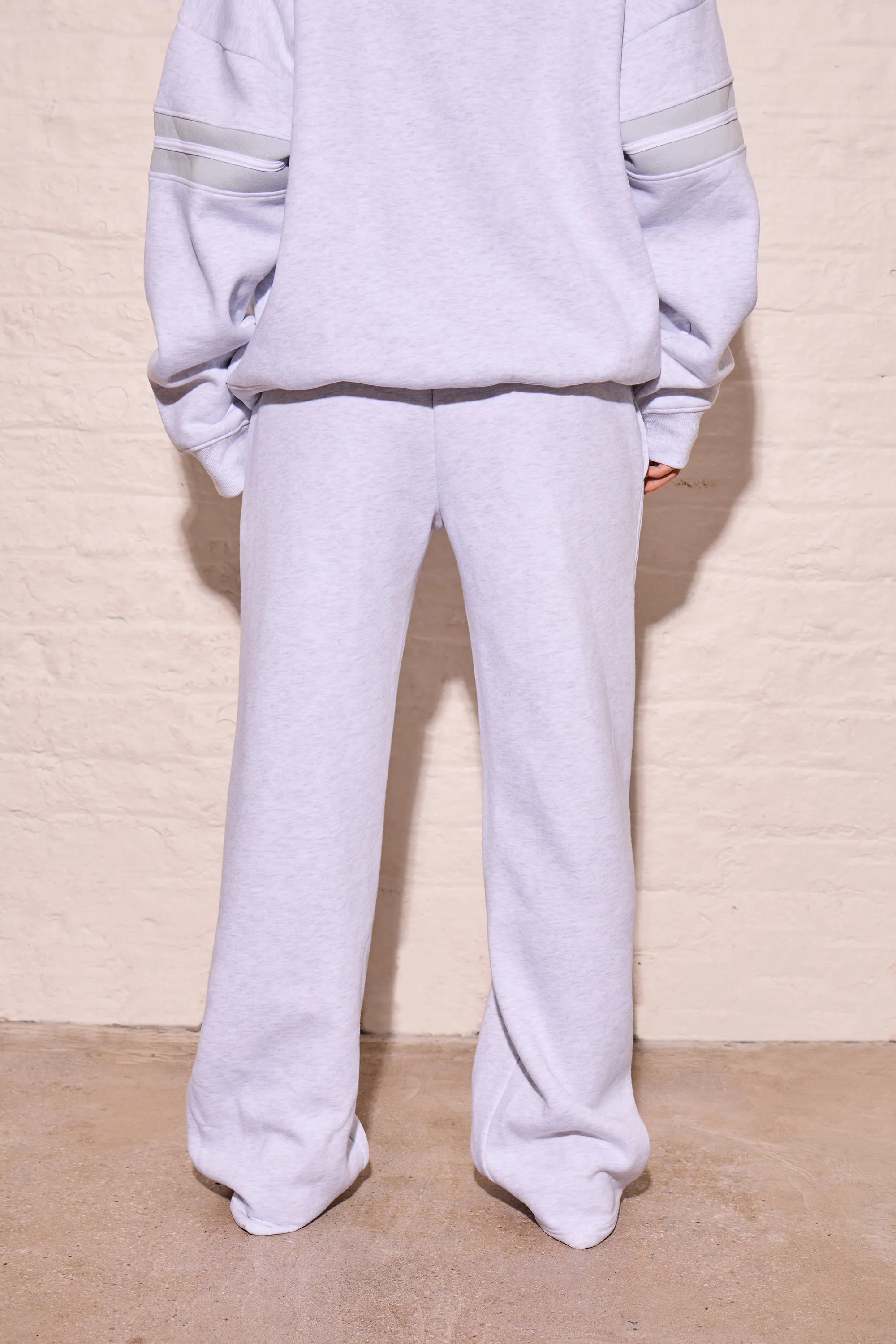 Kaiia Side Stripe Wide Leg Joggers Light Grey Marl & Dusty Blue sold by Kaiia the label product image thumbnail 4