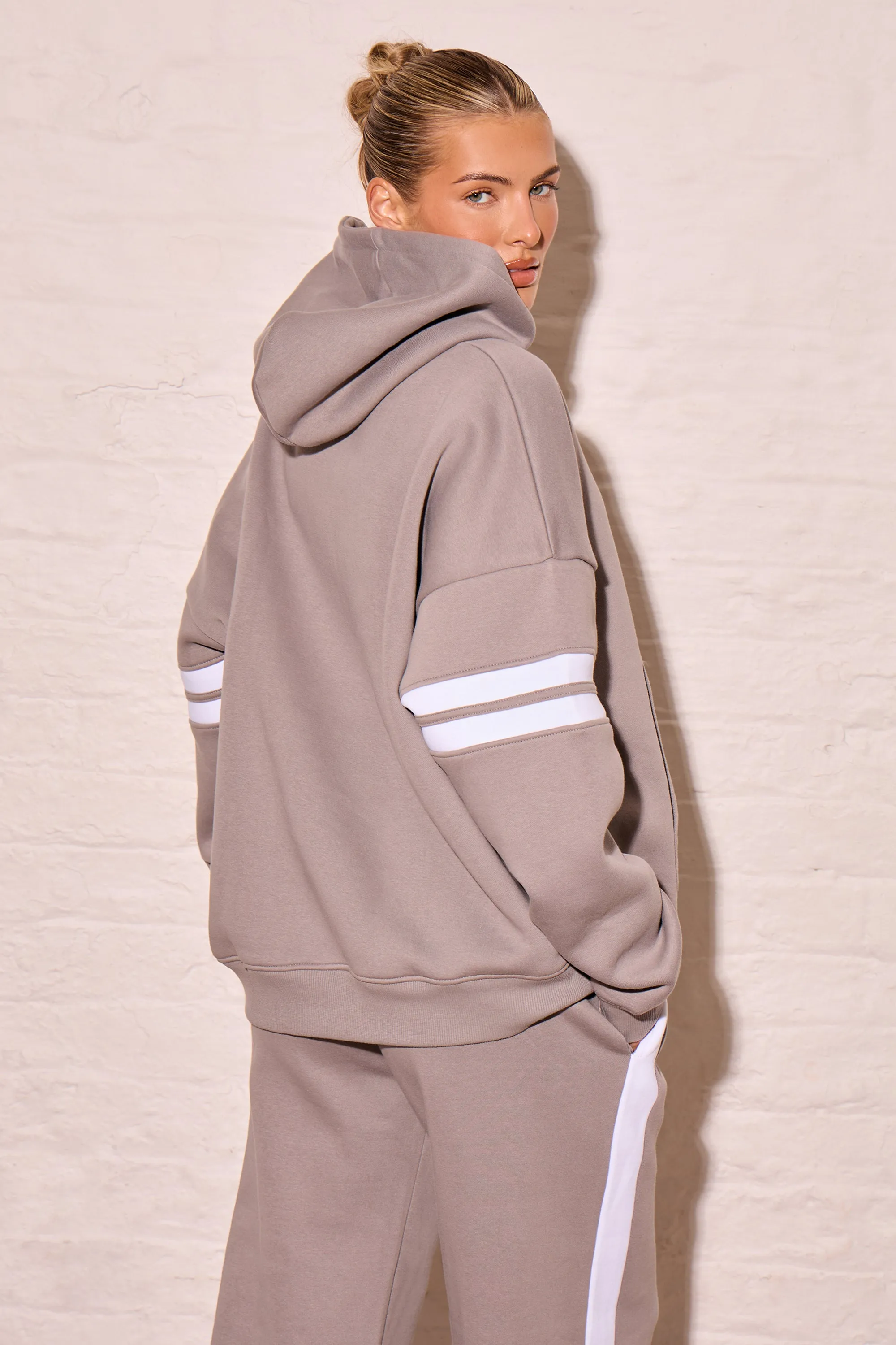 Kaiia Arm Detail Oversized Hoodie Mist Grey & Cream sold by Kaiia the label product image thumbnail 4