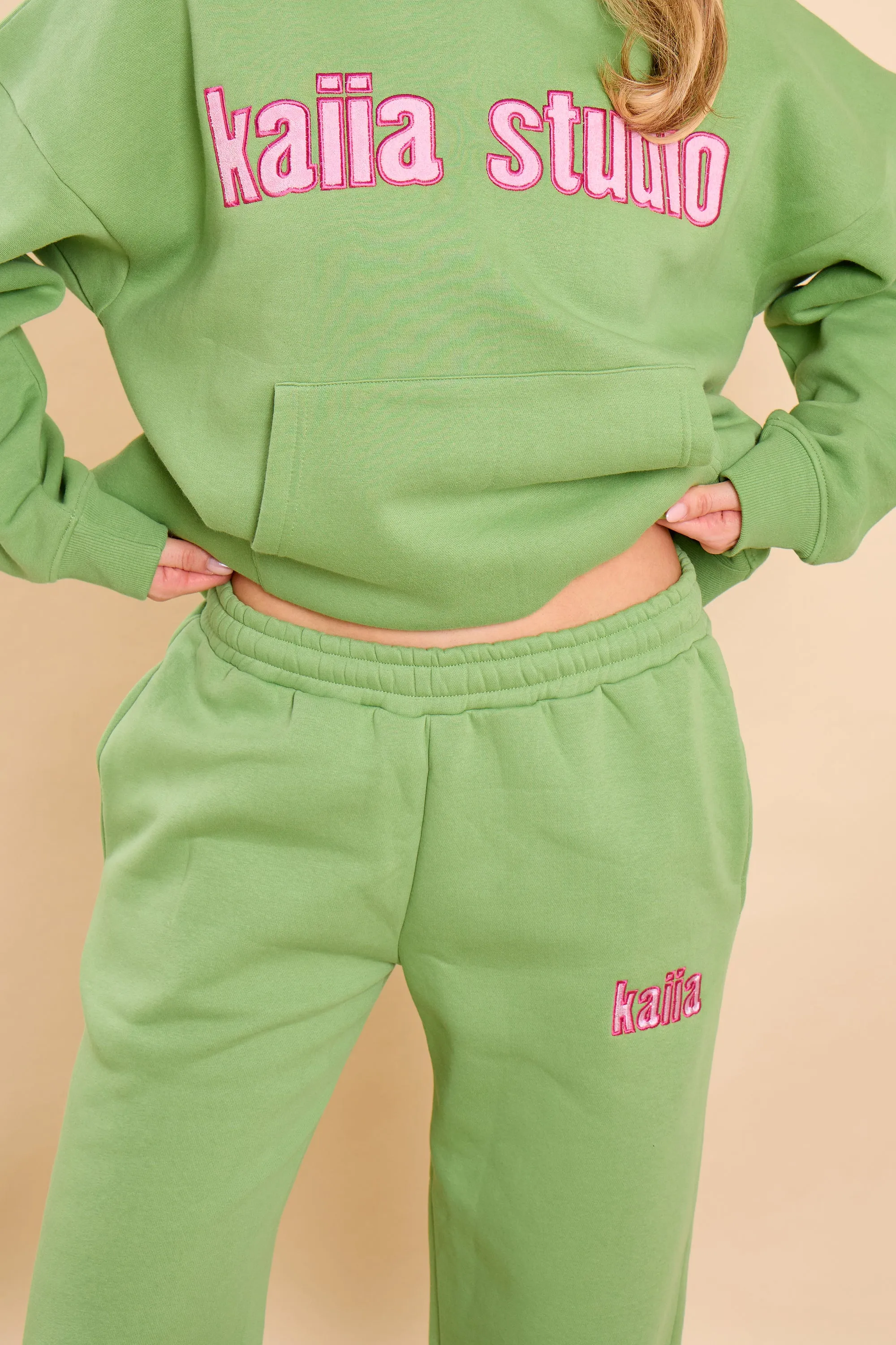 Kaiia Bubble Studio Wide Leg Joggers Matcha Latte sold by Kaiia the label product image thumbnail 3