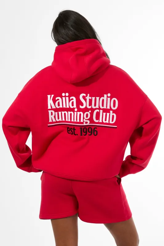Kaiia Running Club Logo Oversized Hoodie Red made by Kaiia the label