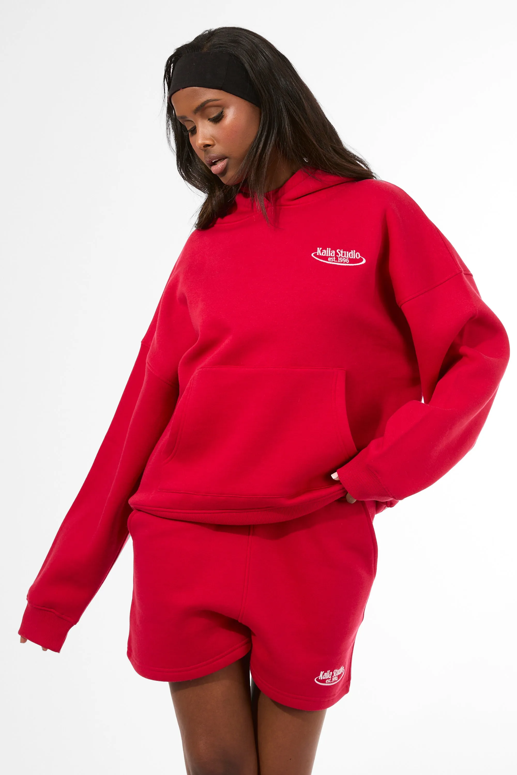 Kaiia Running Club Logo Oversized Hoodie Red sold by Kaiia the label product image thumbnail 4