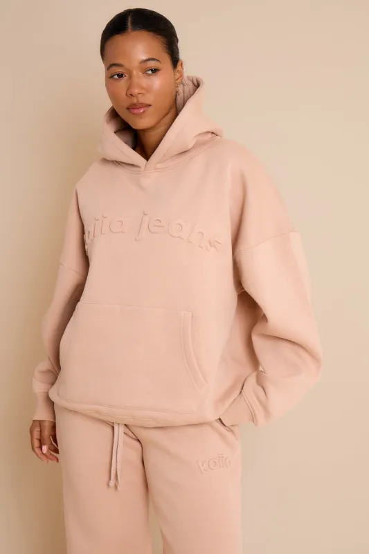 Kaiia Jeans Embossed Oversized Hoodie Clay Pink made by Kaiia the label