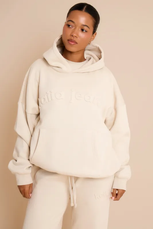Kaiia Jeans Embossed Oversized Hoodie Limestone made by Kaiia the label