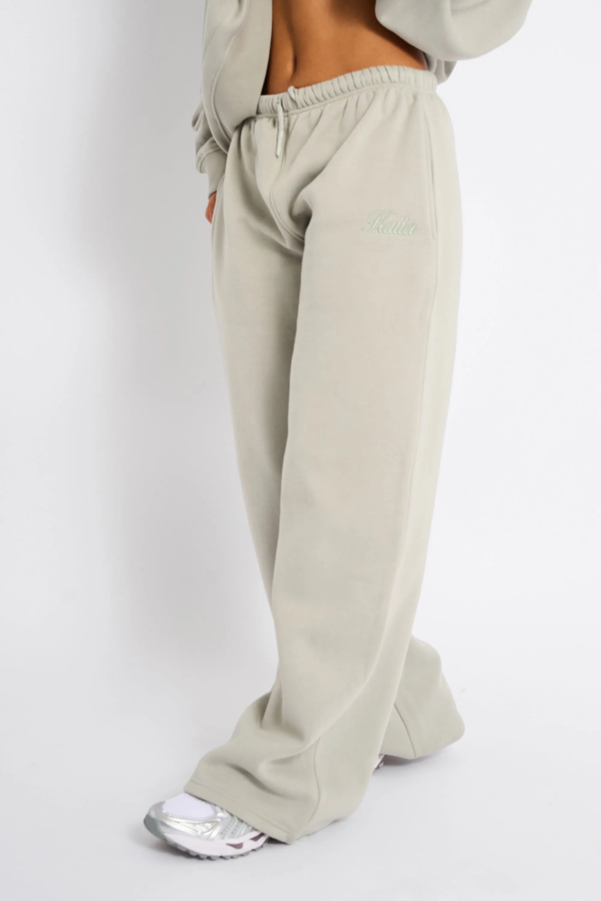 Kaiia Studio Script Logo Wide Leg Joggers Matcha sold by Kaiia the label product image thumbnail 4