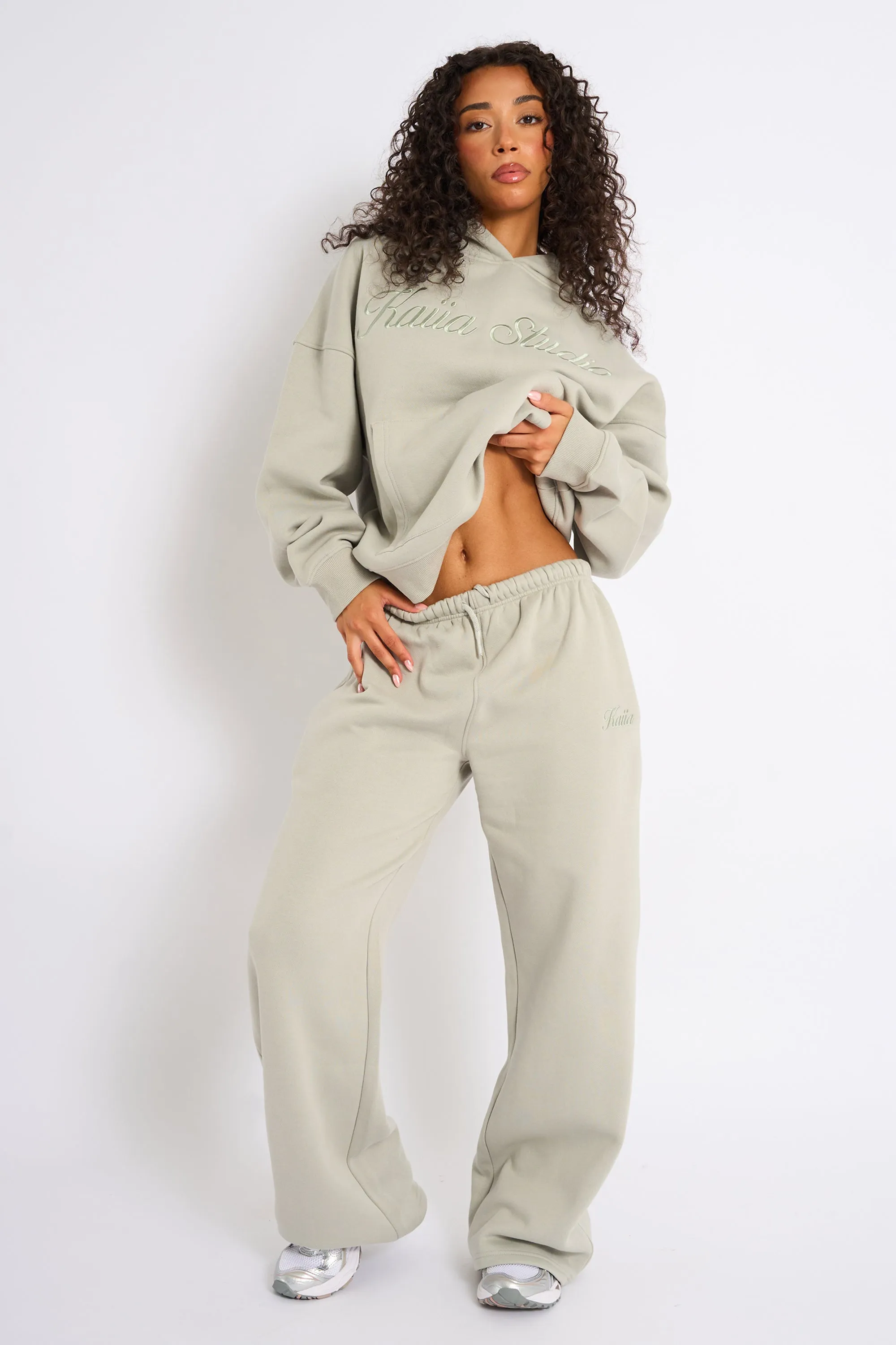 Kaiia Studio Script Logo Wide Leg Joggers Matcha sold by Kaiia the label