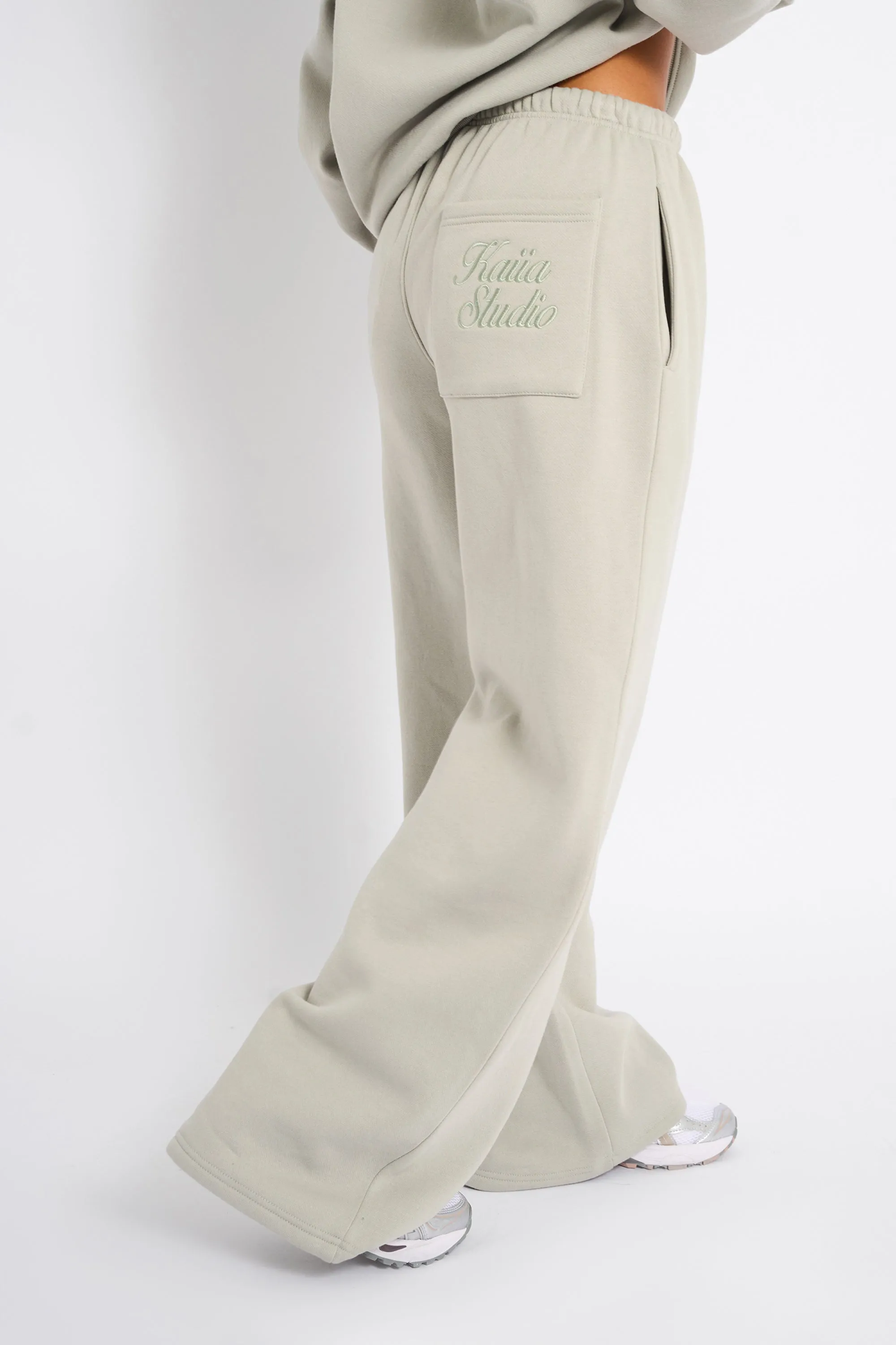Kaiia Studio Script Logo Wide Leg Joggers Matcha sold by Kaiia the label product image thumbnail 2