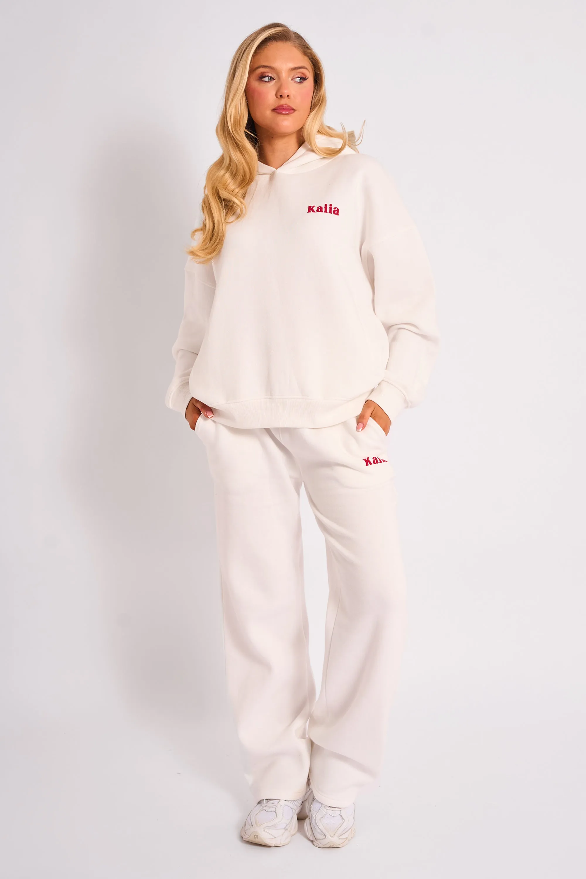 Kaiia Studio Cherry Graphic Oversized Hoodie Cream & Red sold by Kaiia the label product image thumbnail 3