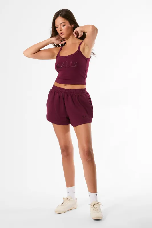 Kaiia Logo Mini Sweat Shorts Deep Burgundy made by Kaiia the label