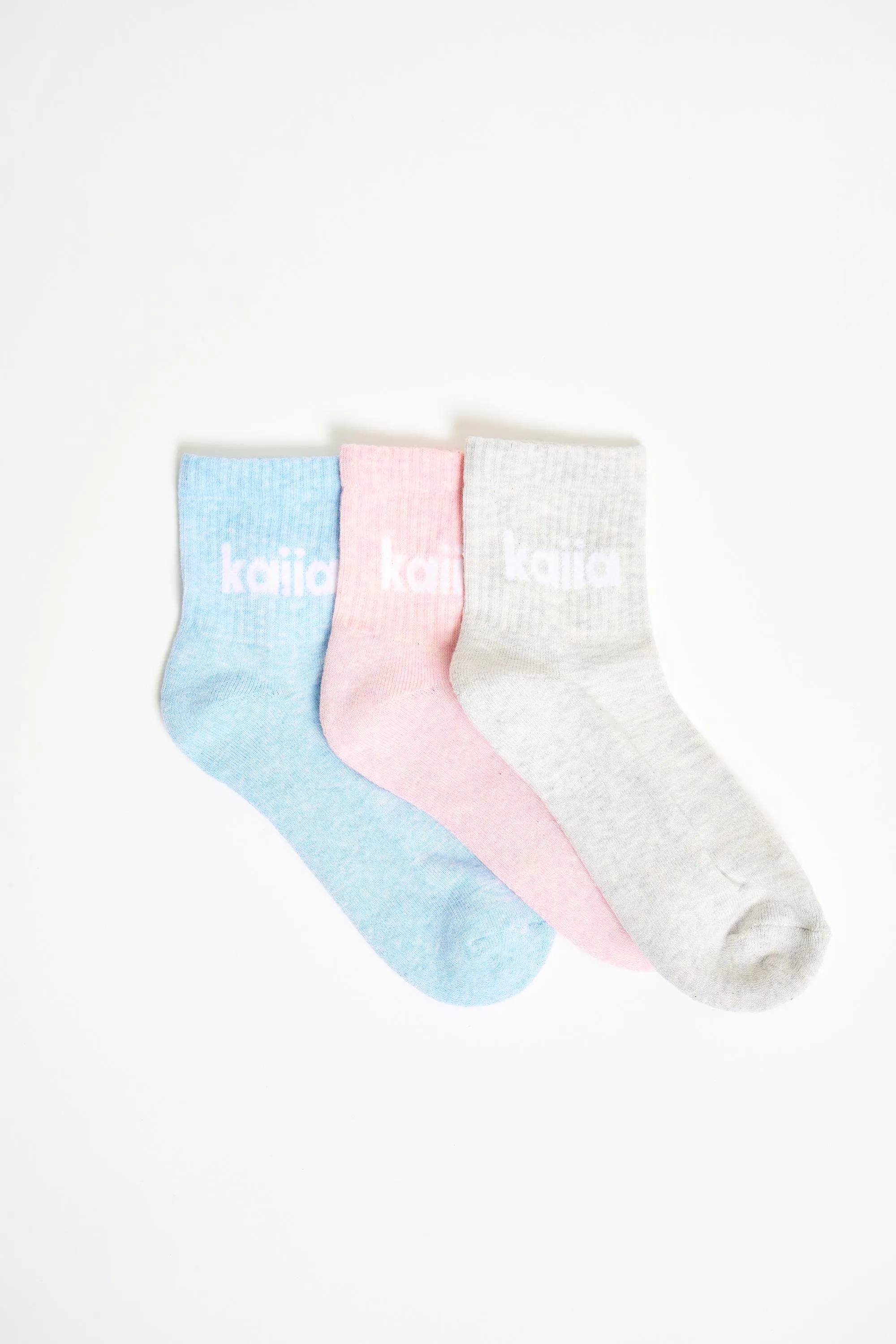 Kaiia Pack of Three Logo Socks Pink, Blue & Grey Marl sold by Kaiia the label product image thumbnail 2
