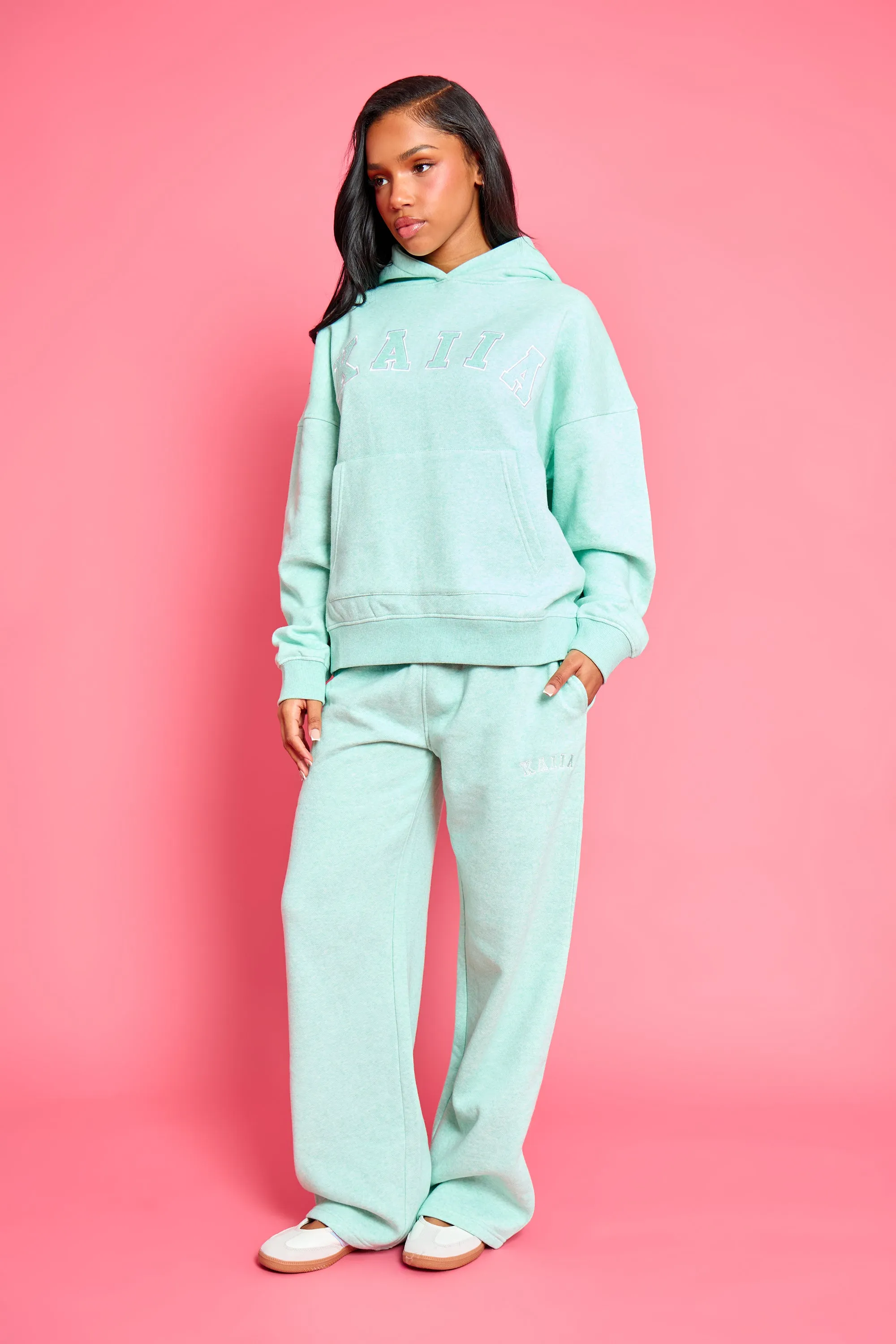 Kaiia Slogan Oversized Hoodie Mint Green Marl sold by Kaiia the label product image thumbnail 3