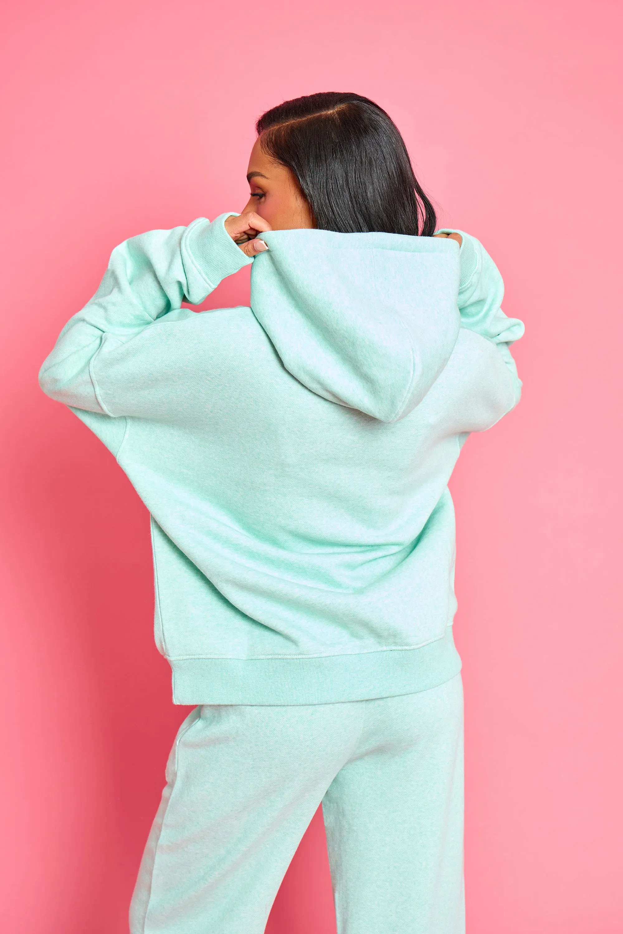 Kaiia Slogan Oversized Hoodie Mint Green Marl sold by Kaiia the label product image thumbnail 4