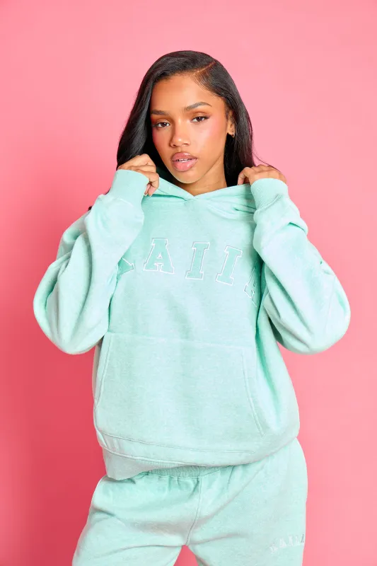Kaiia Slogan Oversized Hoodie Mint Green Marl made by Kaiia the label