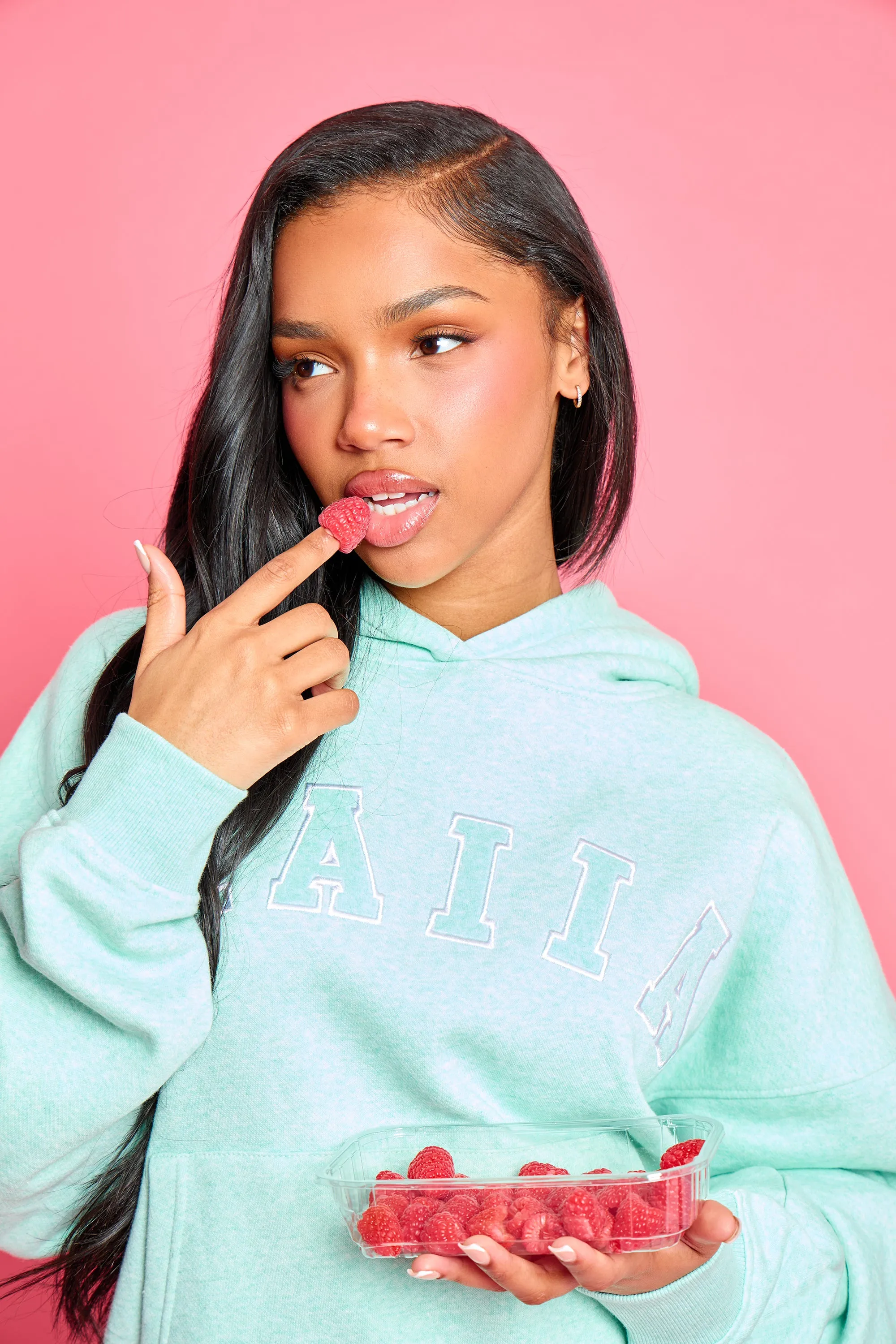 Kaiia Slogan Oversized Hoodie Mint Green Marl sold by Kaiia the label product image thumbnail 2