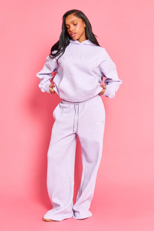 Kaiia Logo Wide Leg Joggers Lilac Marl made by Kaiia the label