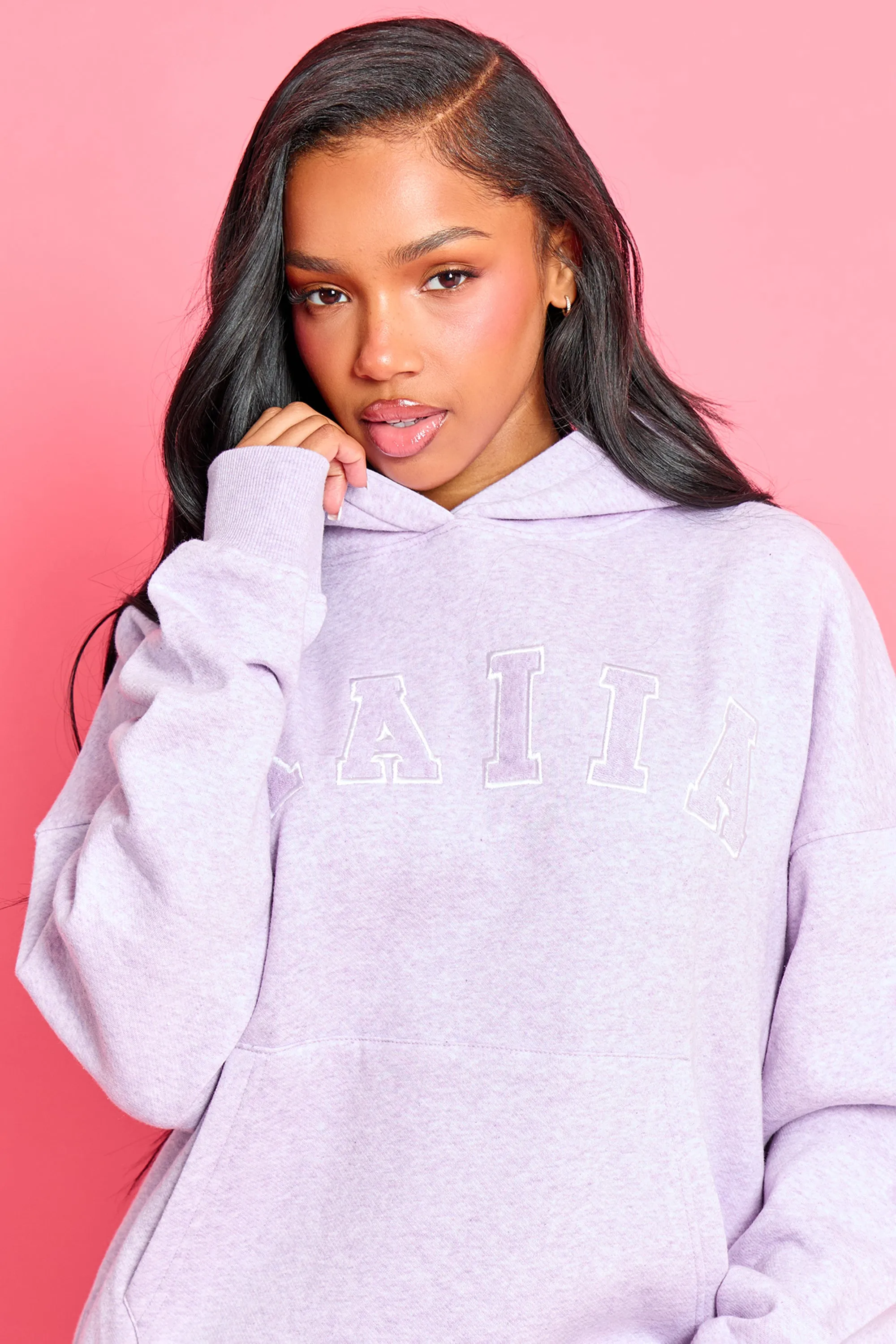 Kaiia Slogan Oversized Hoodie Lilac Marl sold by Kaiia the label product image thumbnail 2